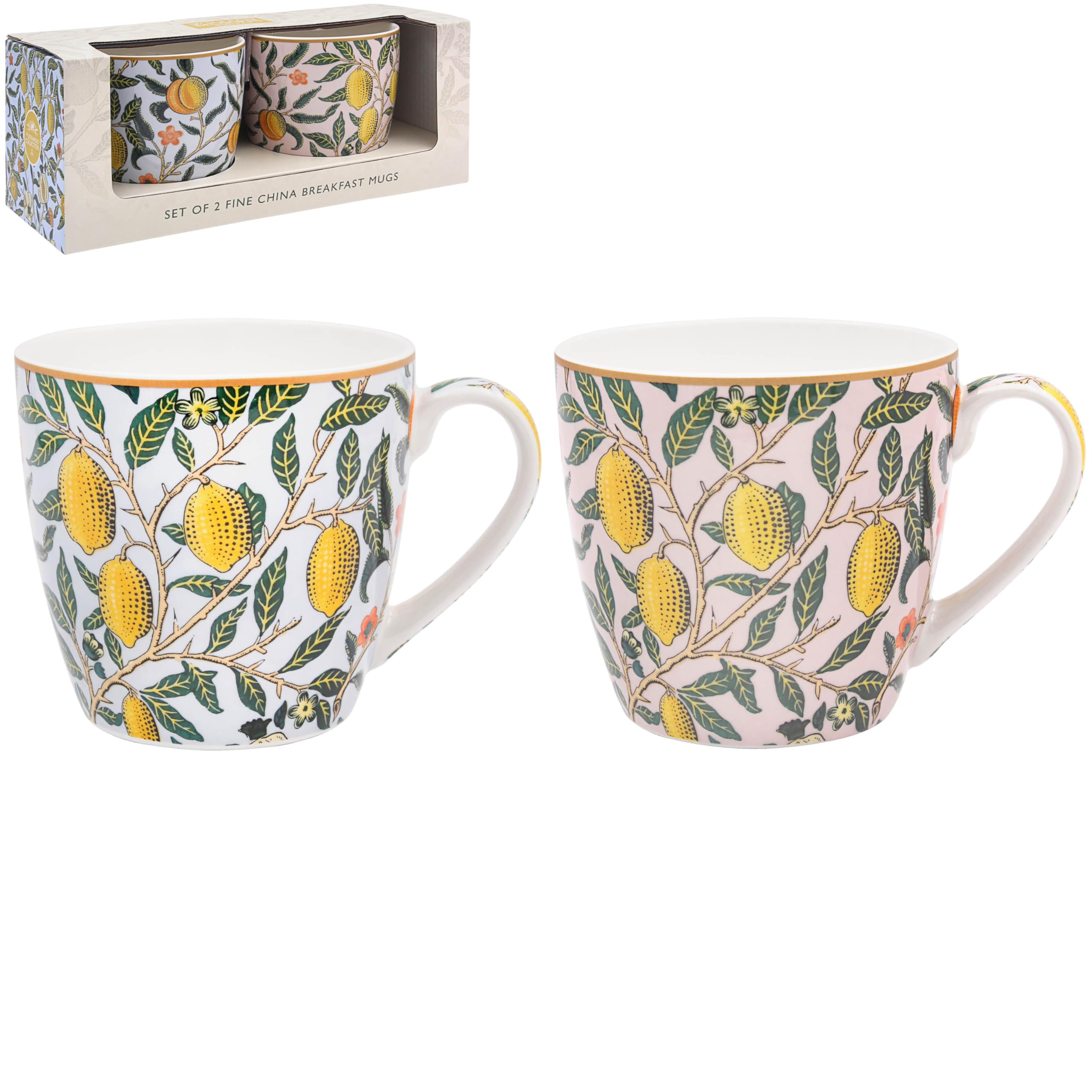 The Leonardo Collection Women's Fruits Breakfast Mugs Set 2 Wm. Morris Fruits Breakfast Mug Set Of 2 X 480Ml