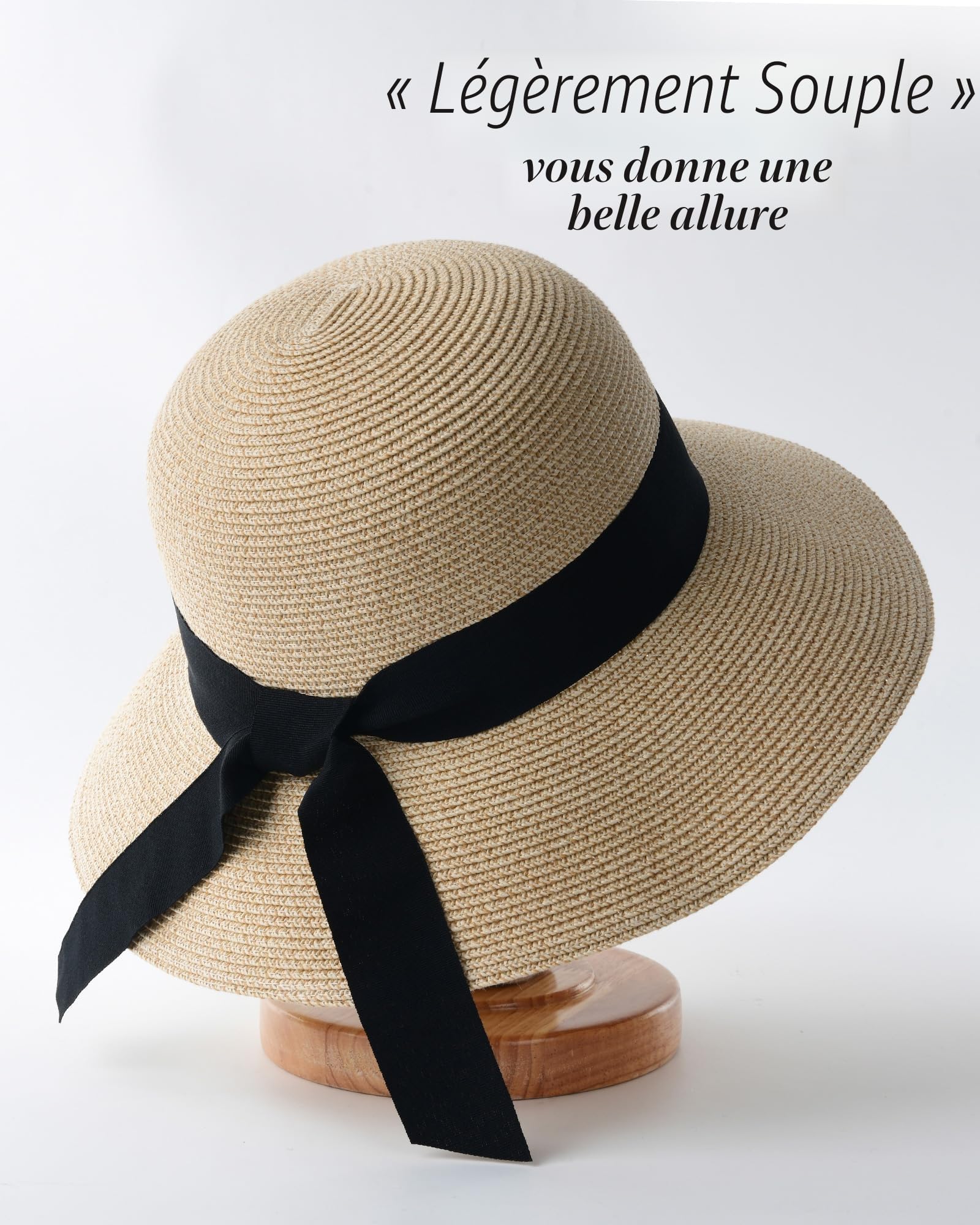 FURTALK Chapeau de paille pour femme - Protection UV UPF 80+ - Bord pliable - Pour l'été