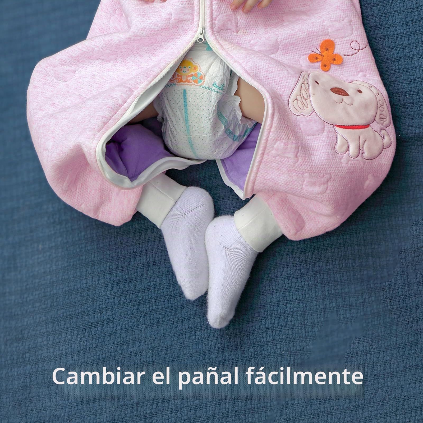 Saco Dormir Bebe Invierno 2.0tog. con Mangas extraíbles,100% algodón otoño e Invierno.1 a 3 años - Rosa