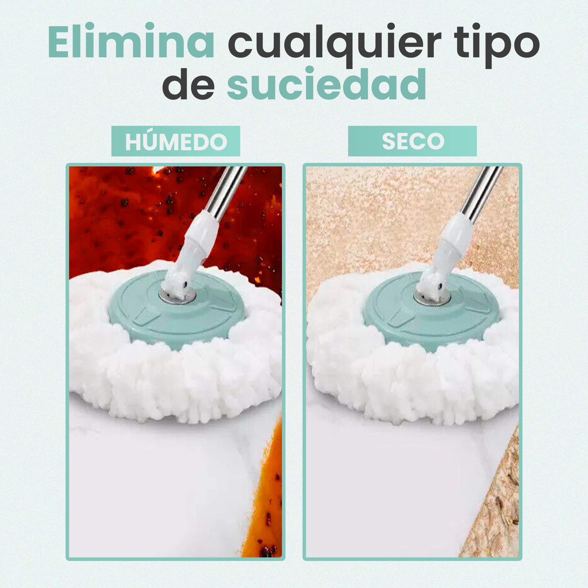 JUPPLIES Cubo Fregona Autoescurrible Giratoria 360º con Cabezal de Microfibra Mango Telescopico