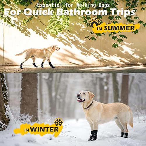 Miniatura 8 de EXPAWLORER 6 calcetines antideslizantes para perros para evitar lamer las patas, zapatos de perro para invierno, botas de perro de doble cara y