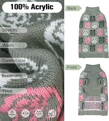 Miniatura 3 de BEAUTYZOO Suéter pequeño para perro, suéter cálido de punto suave para XS, perros medianos y S, ropa de perro para clima frío para cachorros, perros