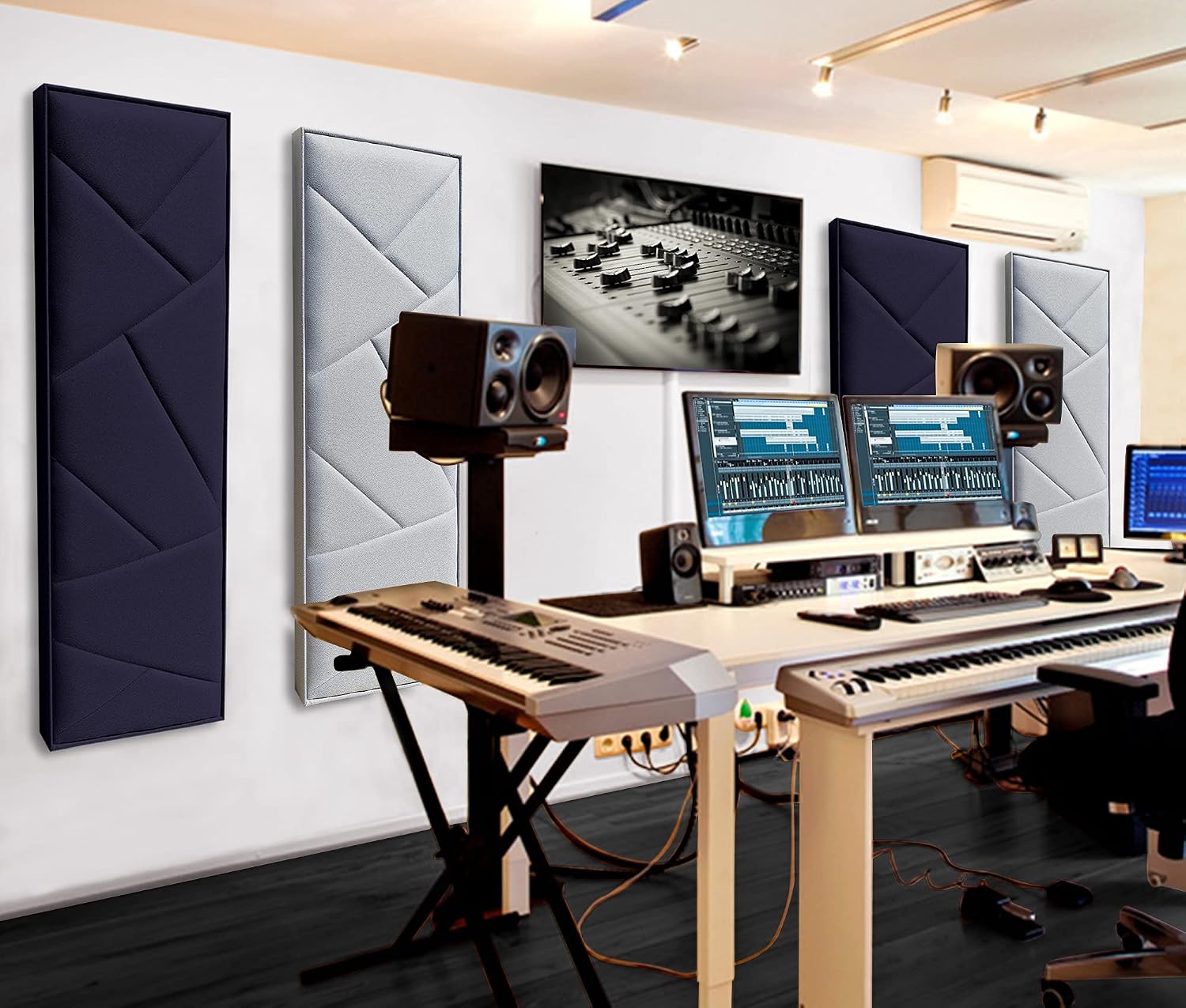 Sublime Acoustic Panel | Professional Sound Absorbing Panel | Decorative Soundproof Panel | Acoustic Wall Panel (38x15x2 in - 1 piece - Gray)