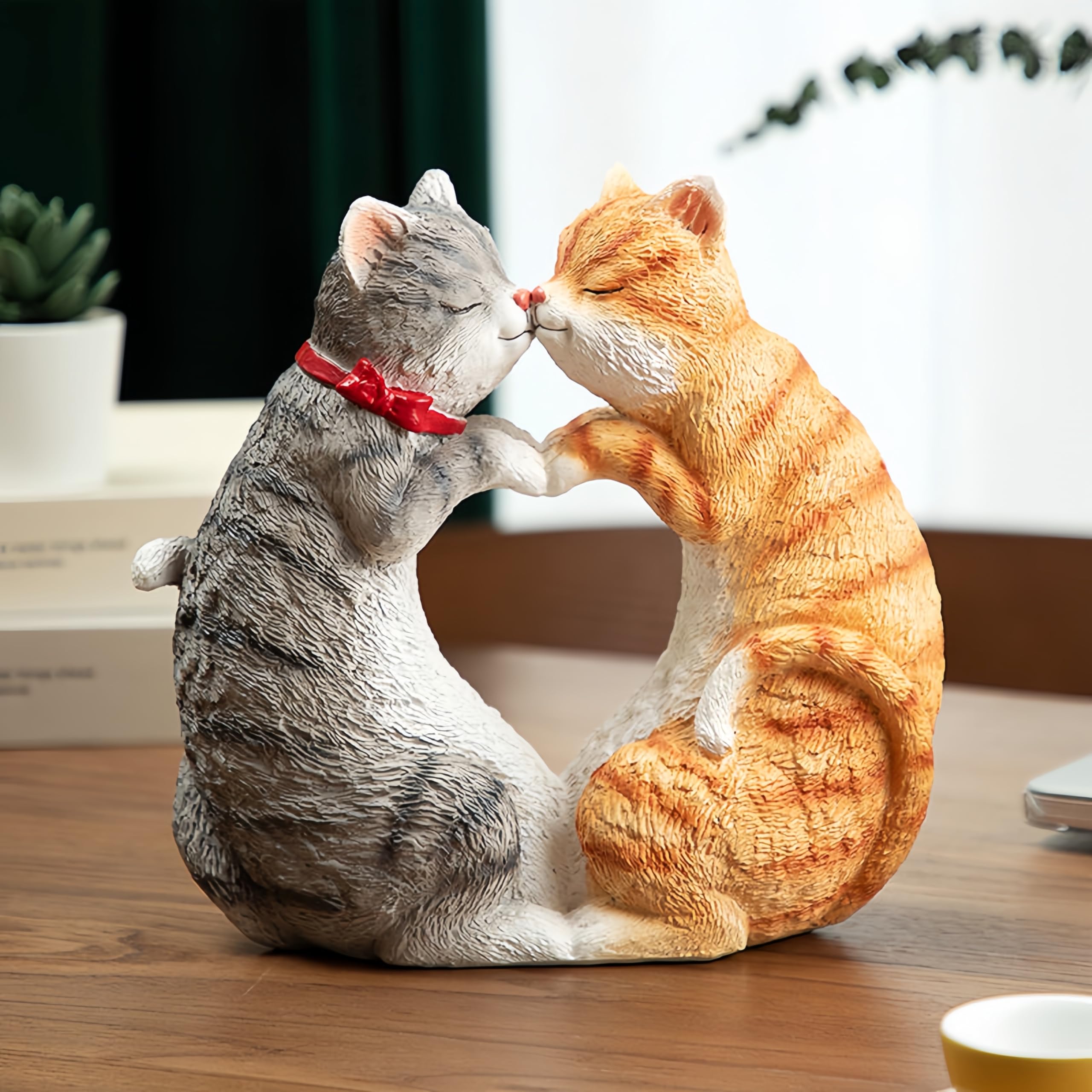 Amazon.co.jp: DEMERY キス猫置物樹脂 ウェディング猫 キス猫ペア