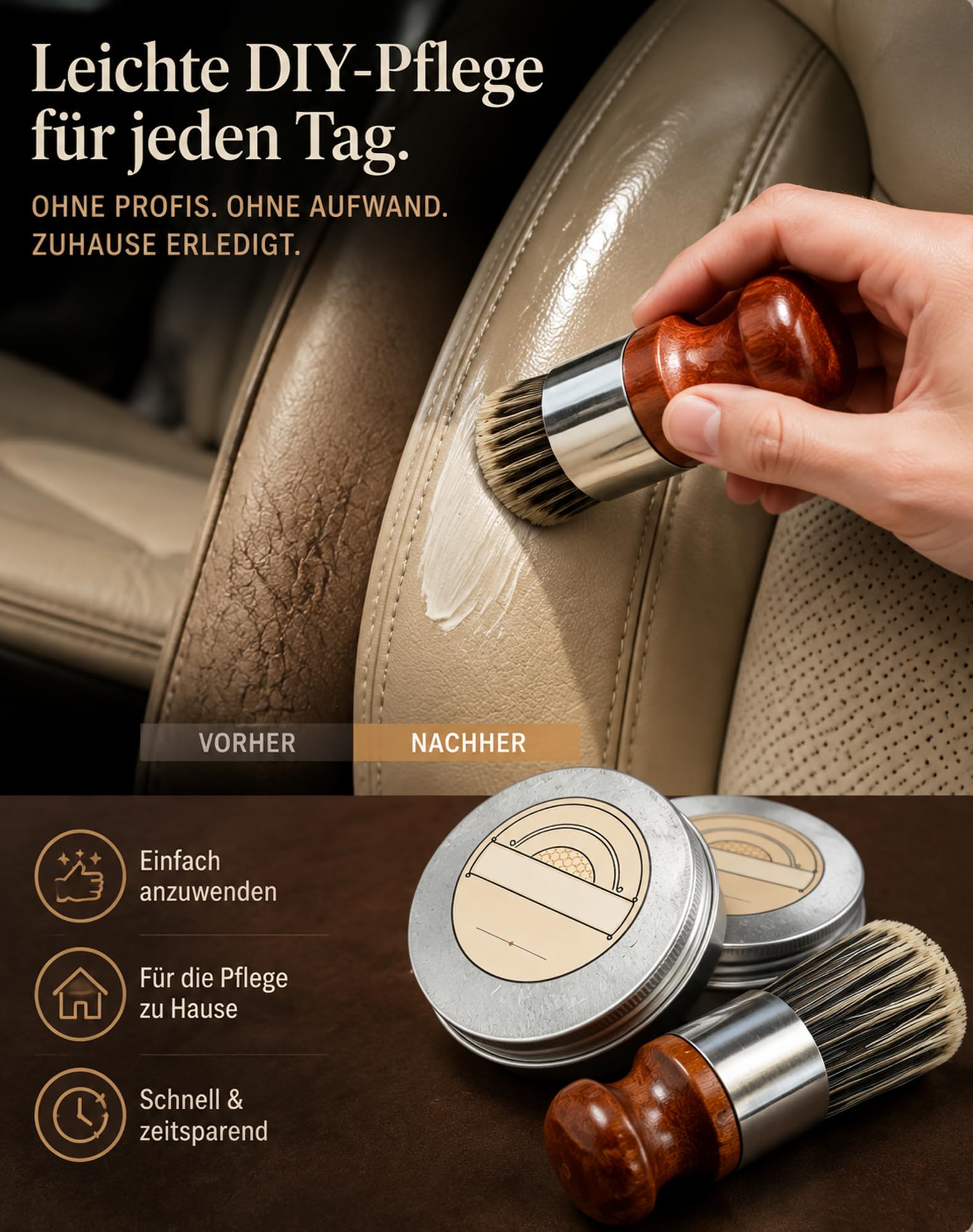 Hordelux Lederpflege - Lederbalsam für Autositz，2
