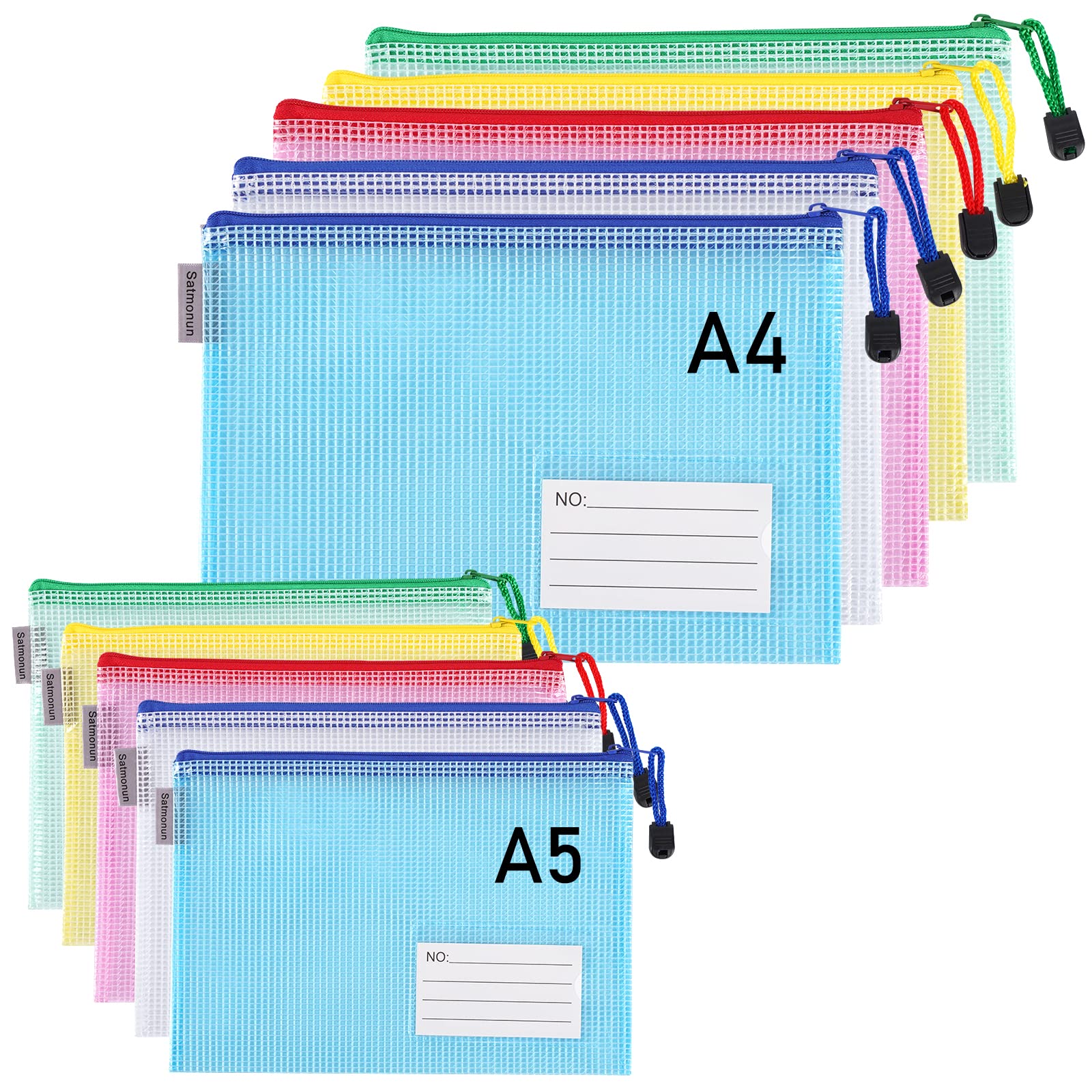 Lot De 15 Poches A5 Zippées Étanches - 5 Couleurs - Plastique Robuste - Idéal Documents, Reçus, École, Voyage, Cosmétiques, Organisation