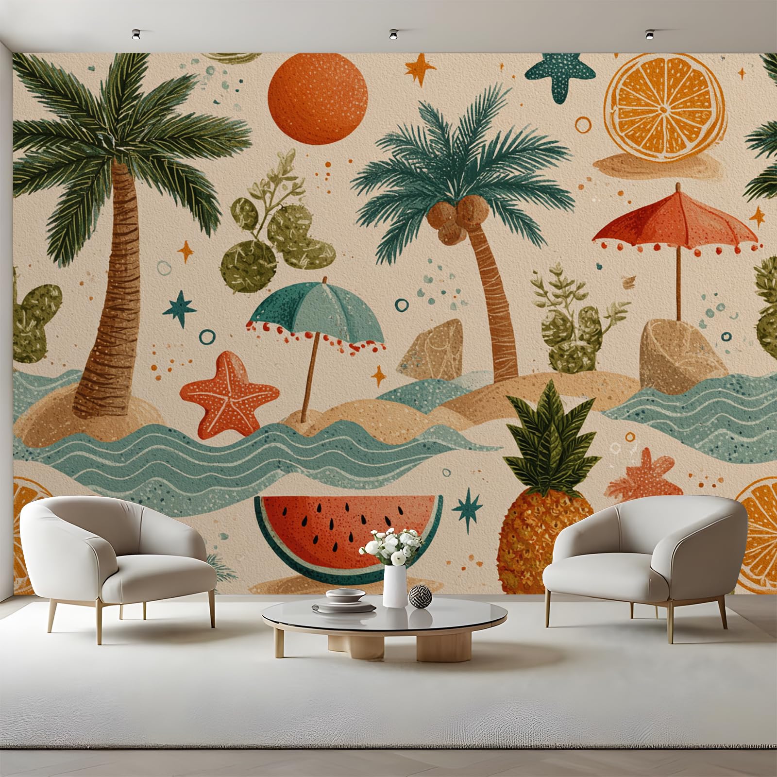 Papier Peint Tropical Salon : Créez une Ambiance de Villégiature d'Été chez Vous