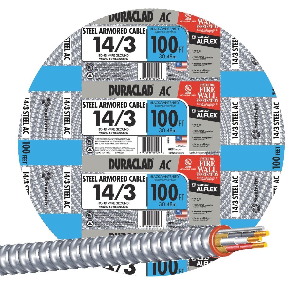 Southwire Bond Wire With Steel Armor Thhn 14 Ga, 15 Amp 600 V 90 Deg C 50 '