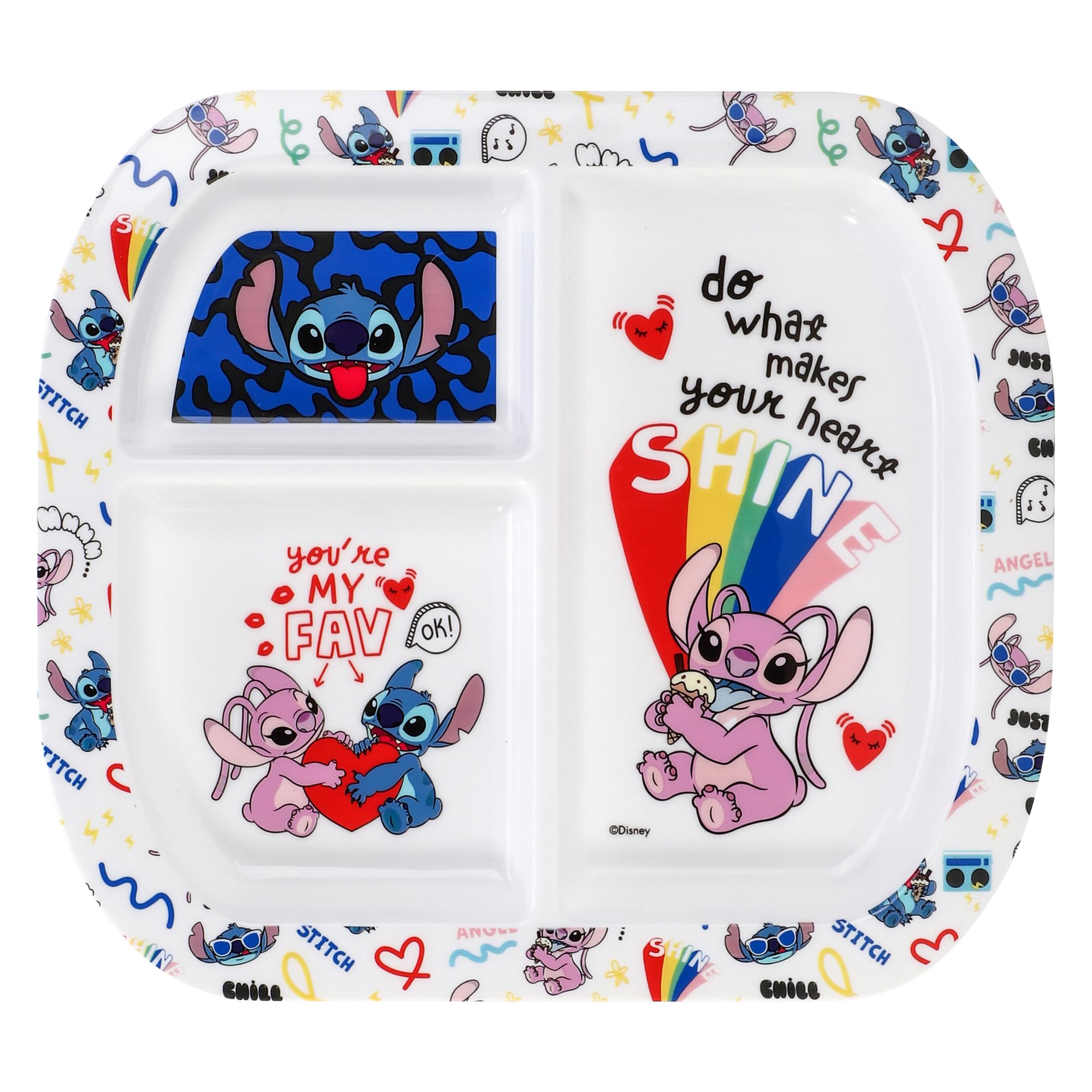 Stitch 3 Section Reusable Childrens Kids Toddlers Divided Breakfast Lunch Dinner Plate