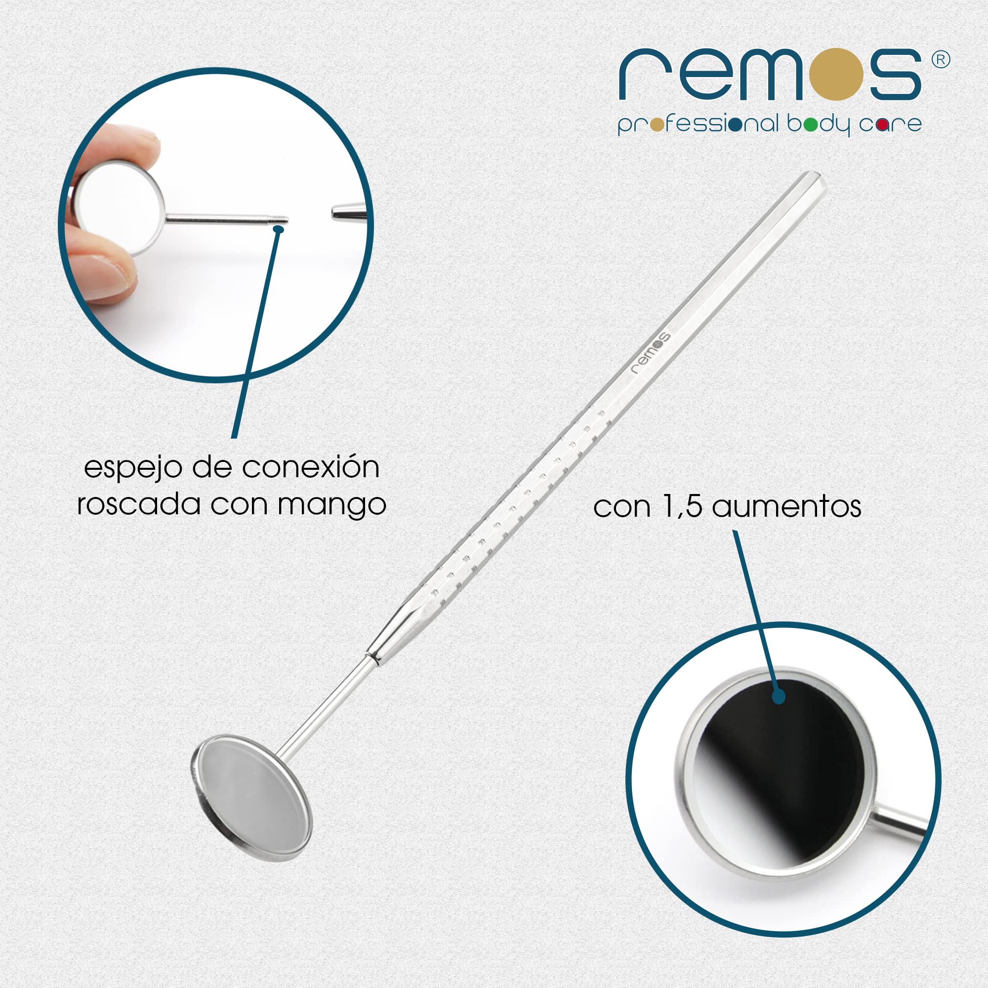 REMOS Espejo dental acero inoxidable aumento 1.5x
