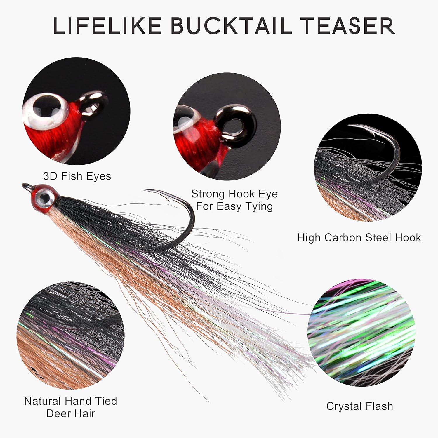 Buy Fishing Bucktail Teaser Hooks,5pcs Saltwater Fishing Teaser Lures