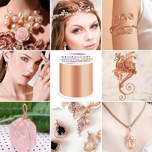 Miniatura 6 de Modacraft Alambre de cobre de calibre 20 para fabricación de joyas con alicates versátiles, alambre de acero inoxidable resistente al deslustre,