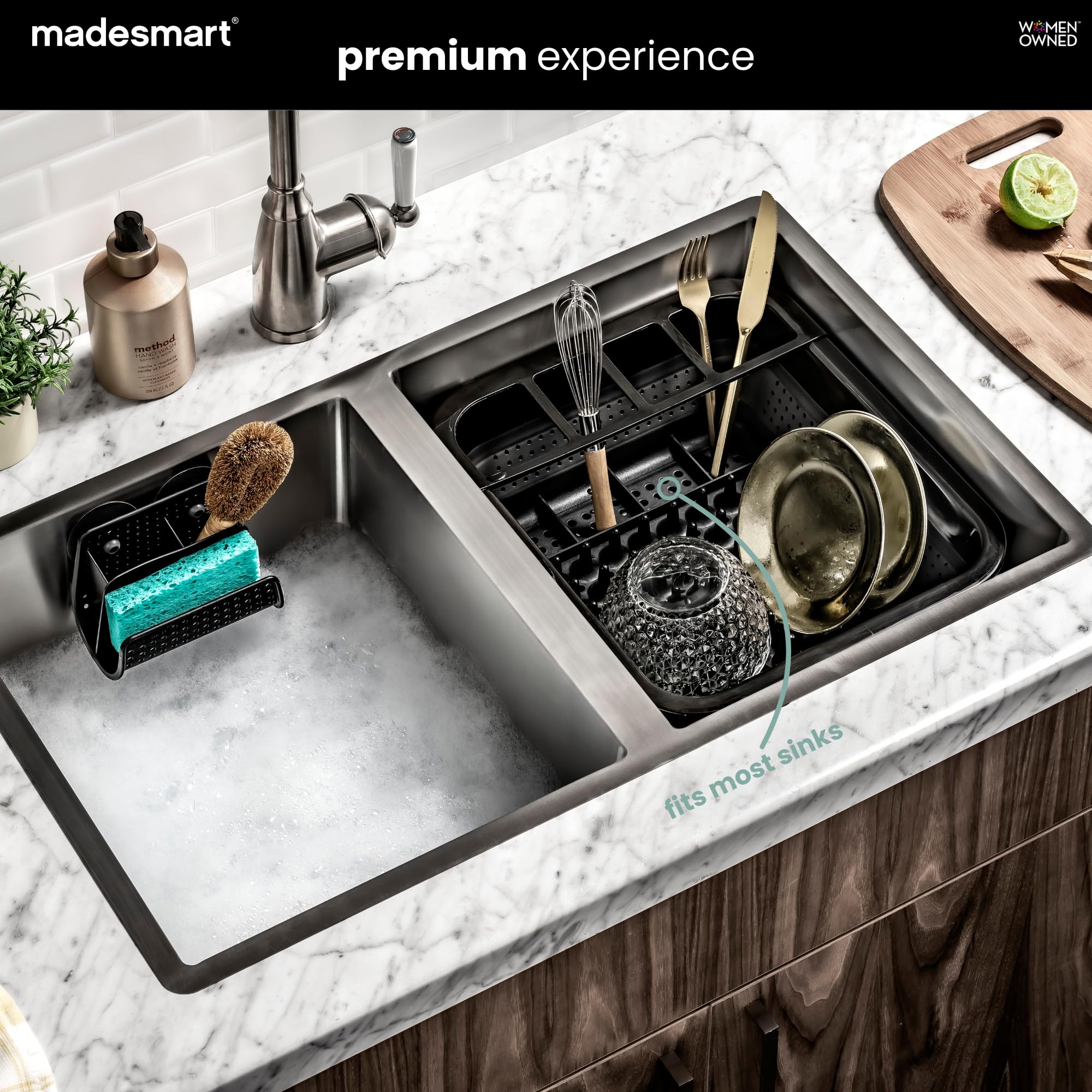 madesmart Escurridor Plegable para Platos, Carbono/Carbono