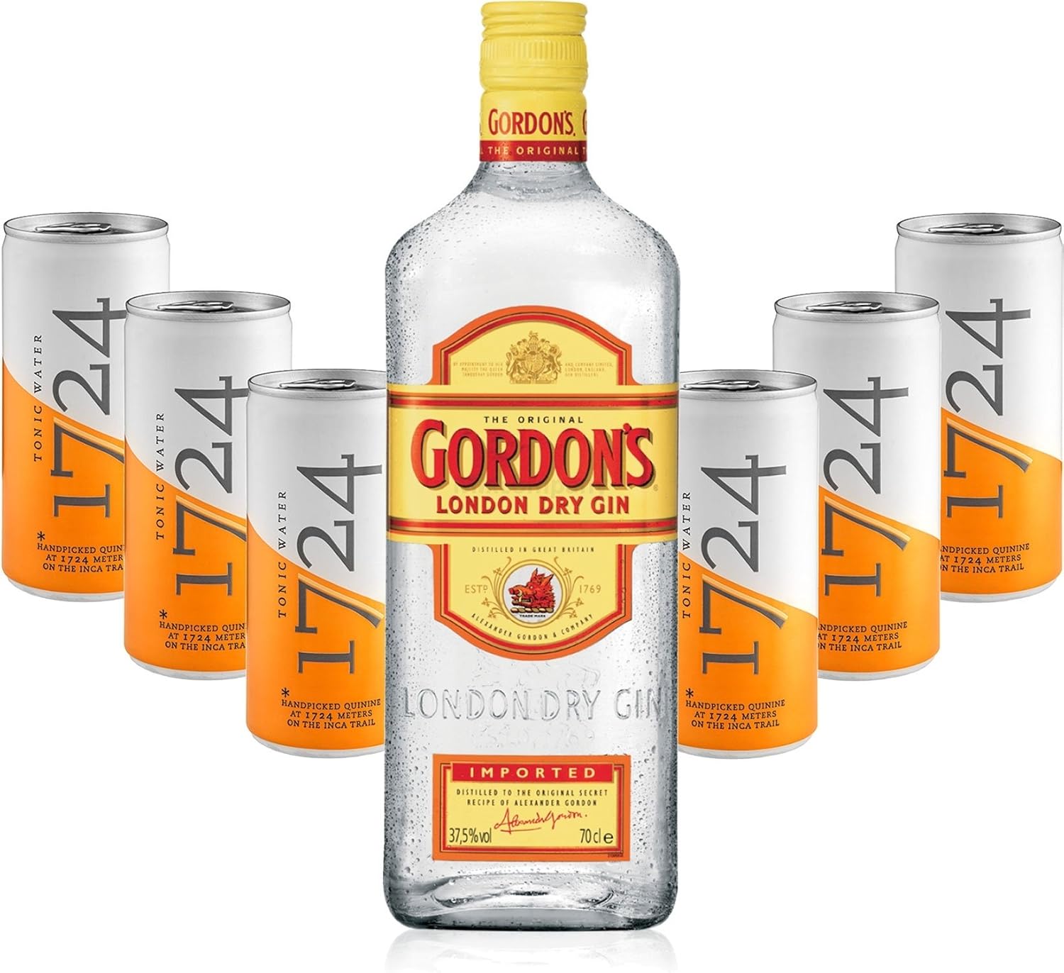 Gin Tonic Set Gordons London Dry Gin 0,7l 700ml (37,5 Vol) + 6x 1724