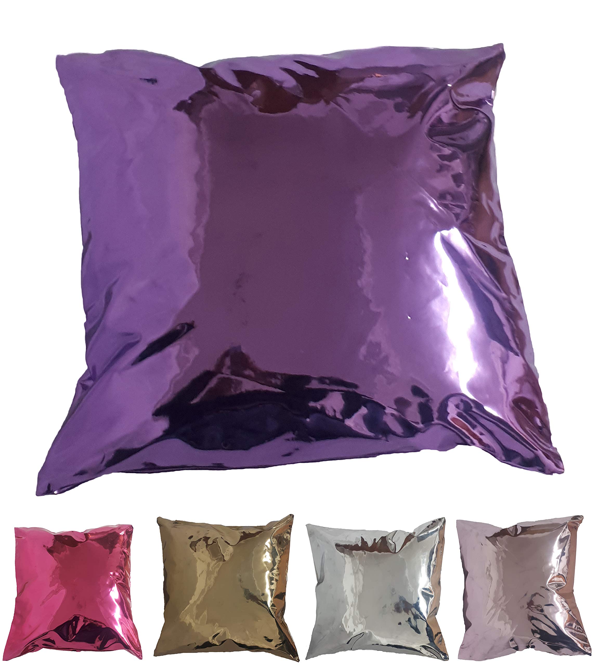HomeHarmony® Mirrored Faux Leather Square Pillow Case Cushion Cover 45cm x 45cm (Lilac)