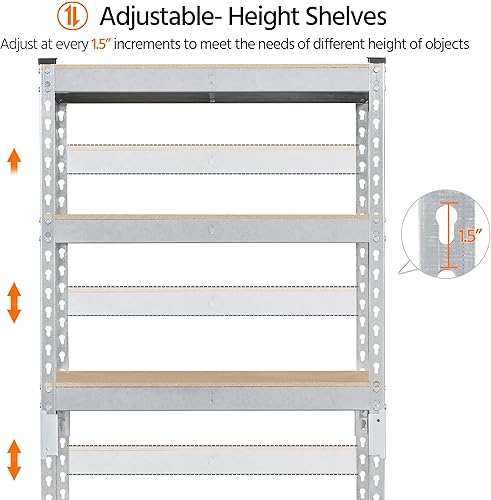Vista 38 de Topeakmart 4 estantes utilitarios de 5 niveles, estantes de almacenamiento de metal, estantería de garaje, estantes de almacenamiento ajustables