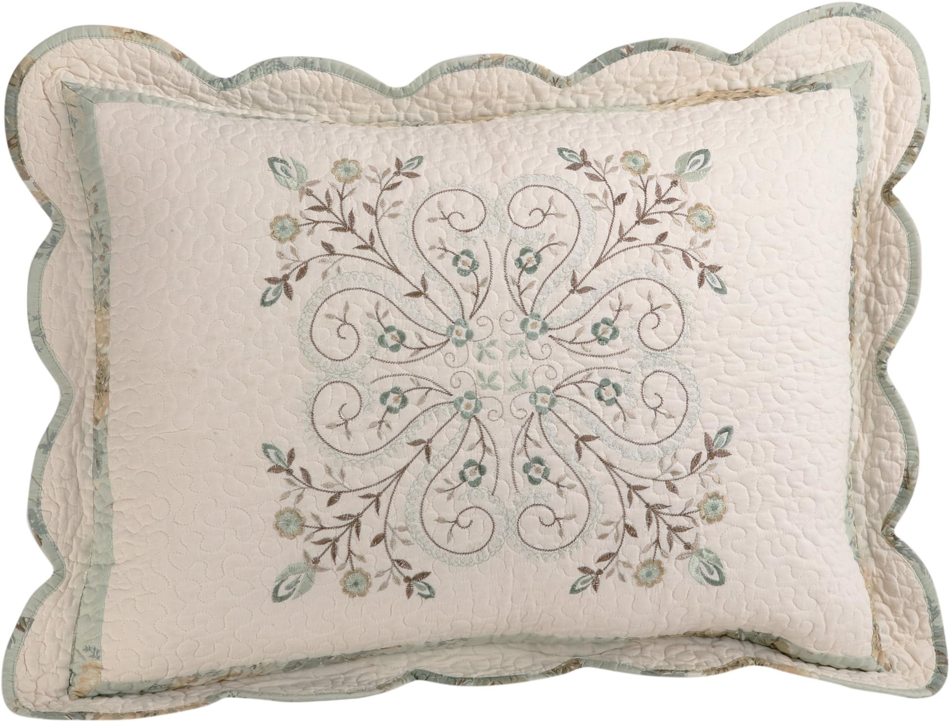 Artist Unknown Mary Janes Farm Vintage Treasure, Standard Sham, Green, Ivory