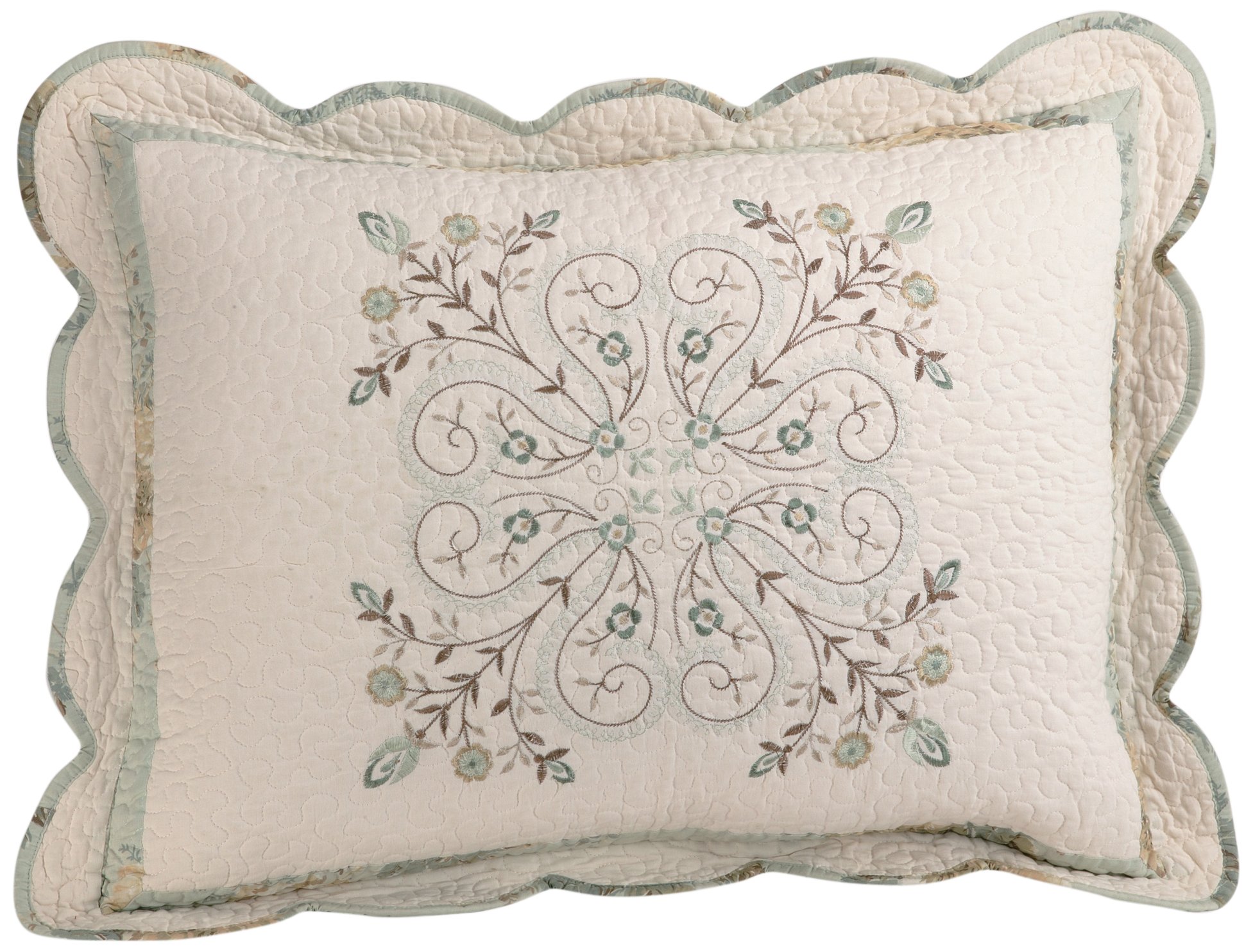 Artist Unknown Mary Janes Farm Vintage Treasure, Standard Sham, Green, Ivory