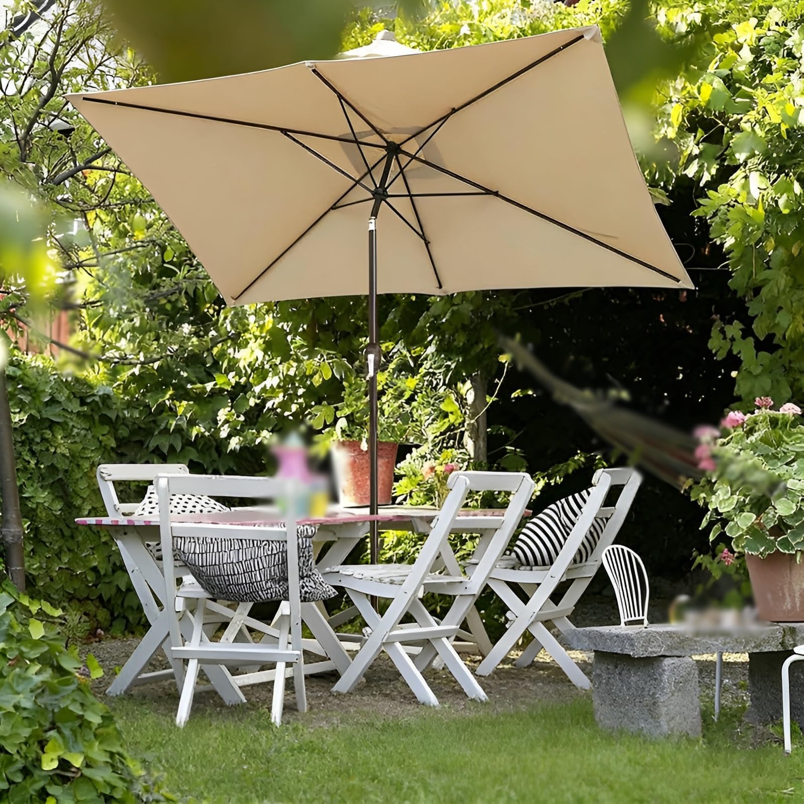 Telo di Ricambio per Ombrellone Giardino, Copertura Rechange Tessuto per Parasole Rechange Telo per Ombrellone da Giardino Dark Green 2.5x2.5m