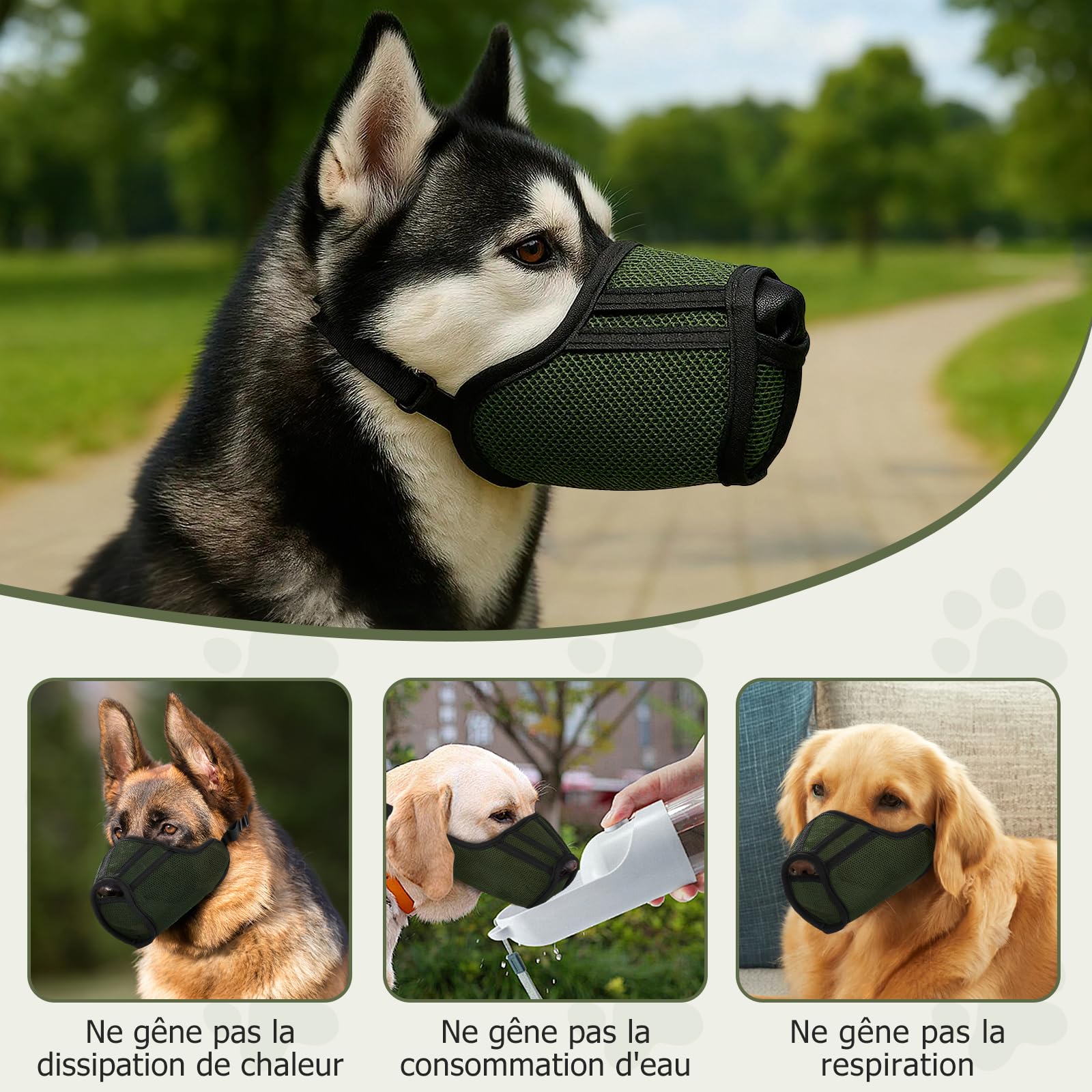 Muselière pour Chiens,2pièces Réglable Semi-fermée Museliere pour Chiens Petit Respirant Anti-Morsure,Engrener Muselière Chien Petite Taille pour Les Chien Taille Grande,Moyenne