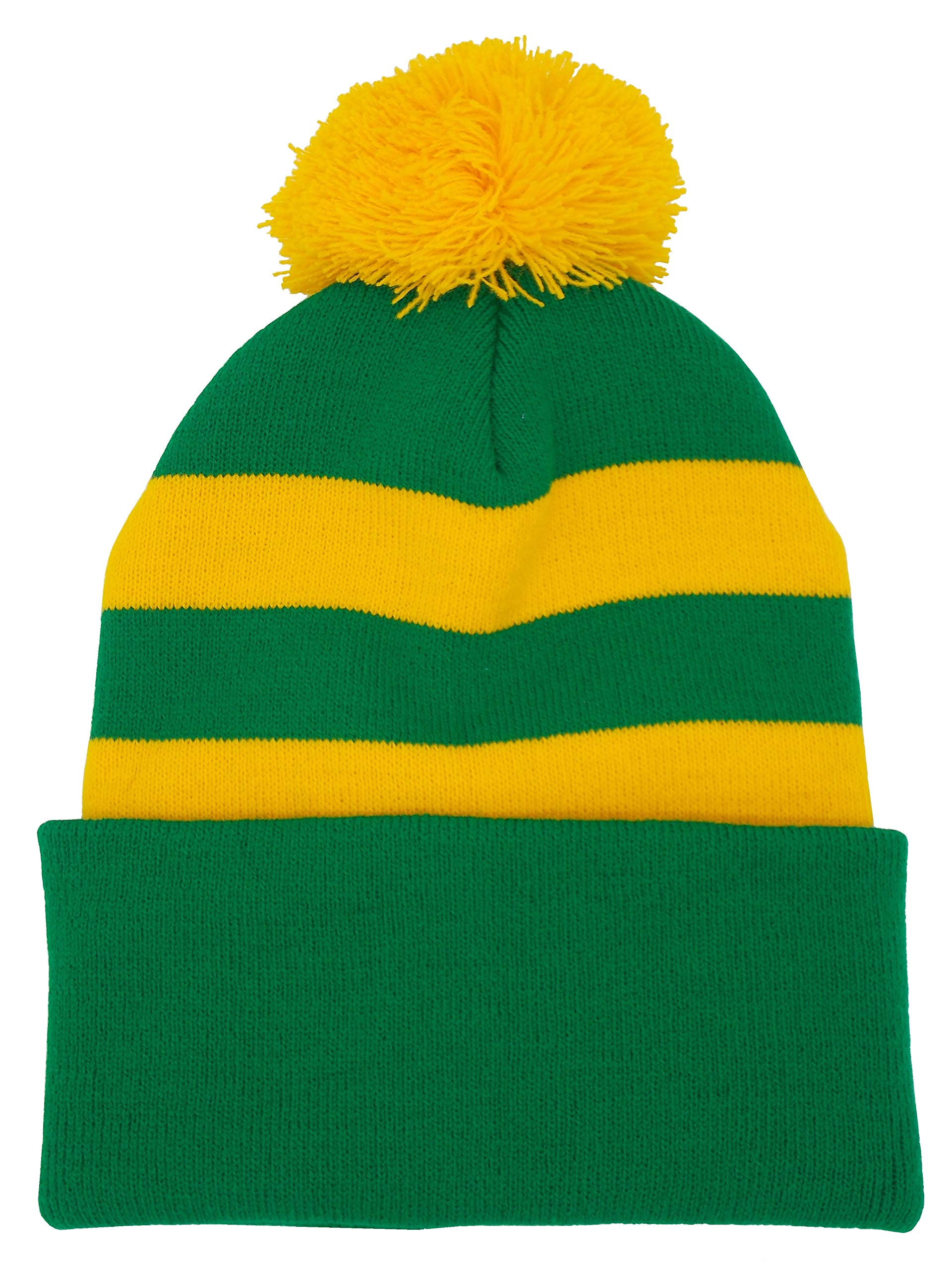 Arena ScarvesGreen and gold pom-pom hat