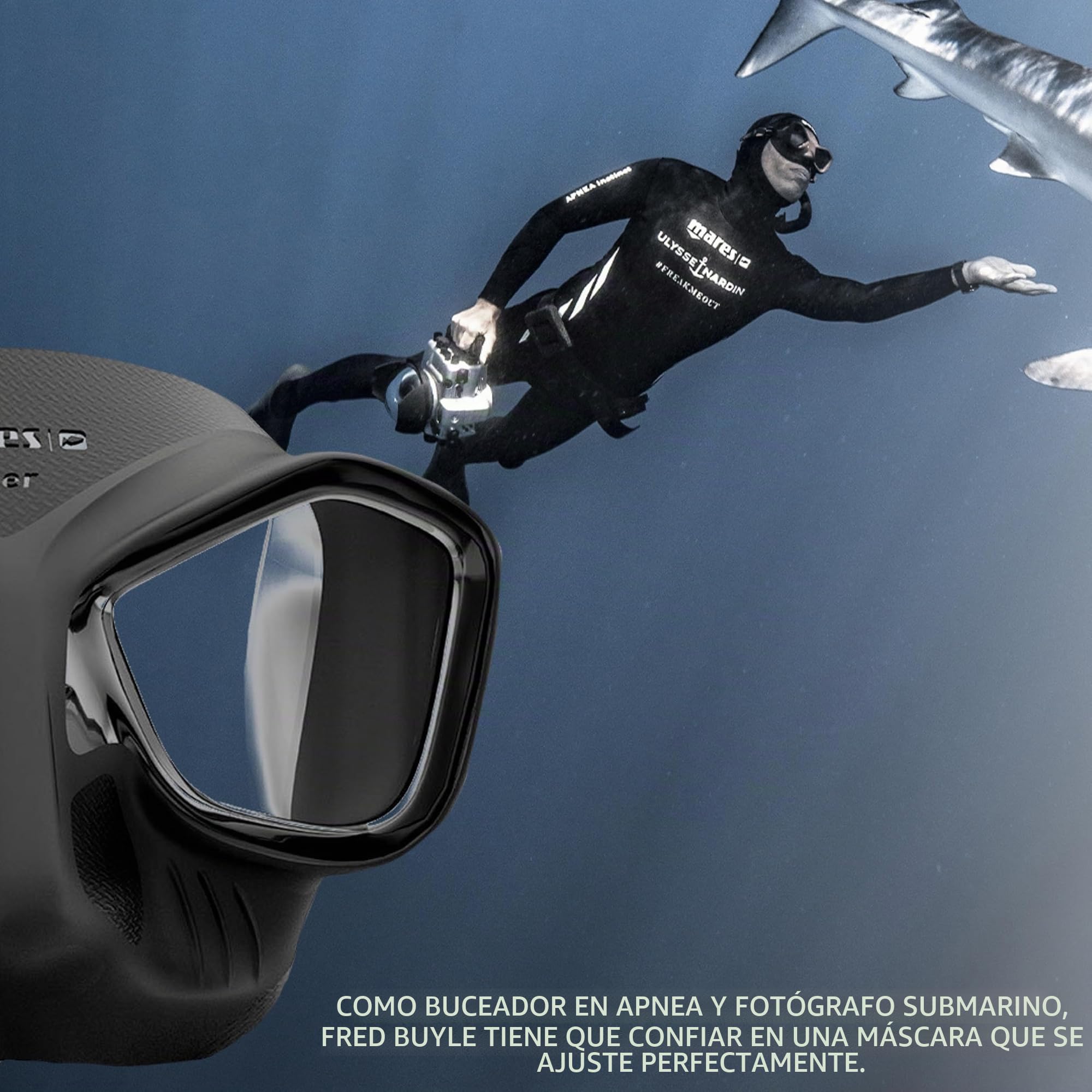 Mares Viper - Máscara Apnea Volumen Mínimo, Falda Anatómica Silicona Anti-Vaho, Pesca Submarina