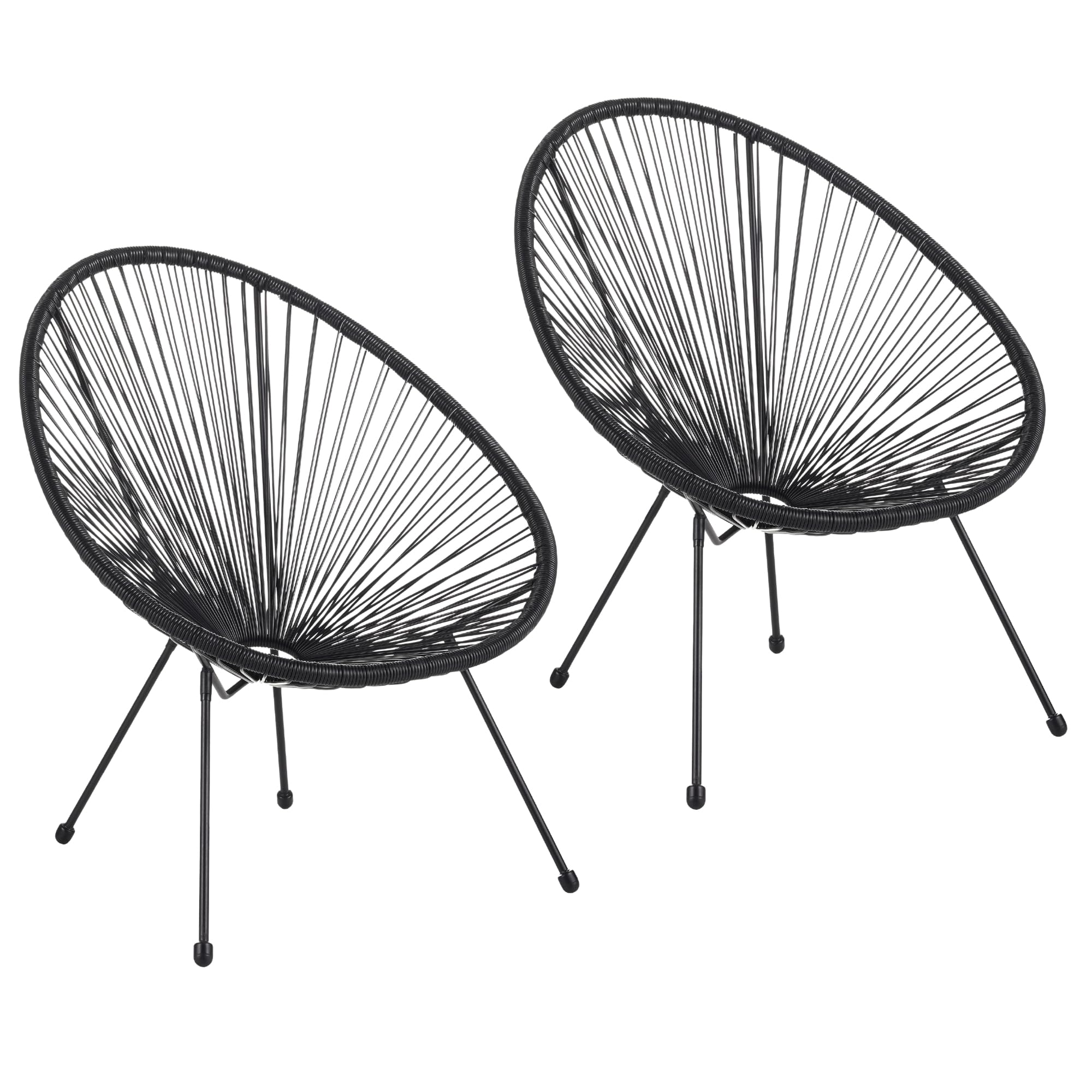 Albatros Acapulco - Juego de 2 sillas negras para jardín o balcón con diseño icónico, ergonómicas y soportan hasta 120 kg, para salón exterior o interior, sillón de relax
