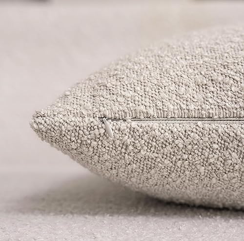 Miniatura 4 de DEZENE Juego de 2 fundas de almohada texturizadas de Boucle de 18 x 18 pulgadas, color crema para cama, sofá, sala de estar, paquete de 2 fundas