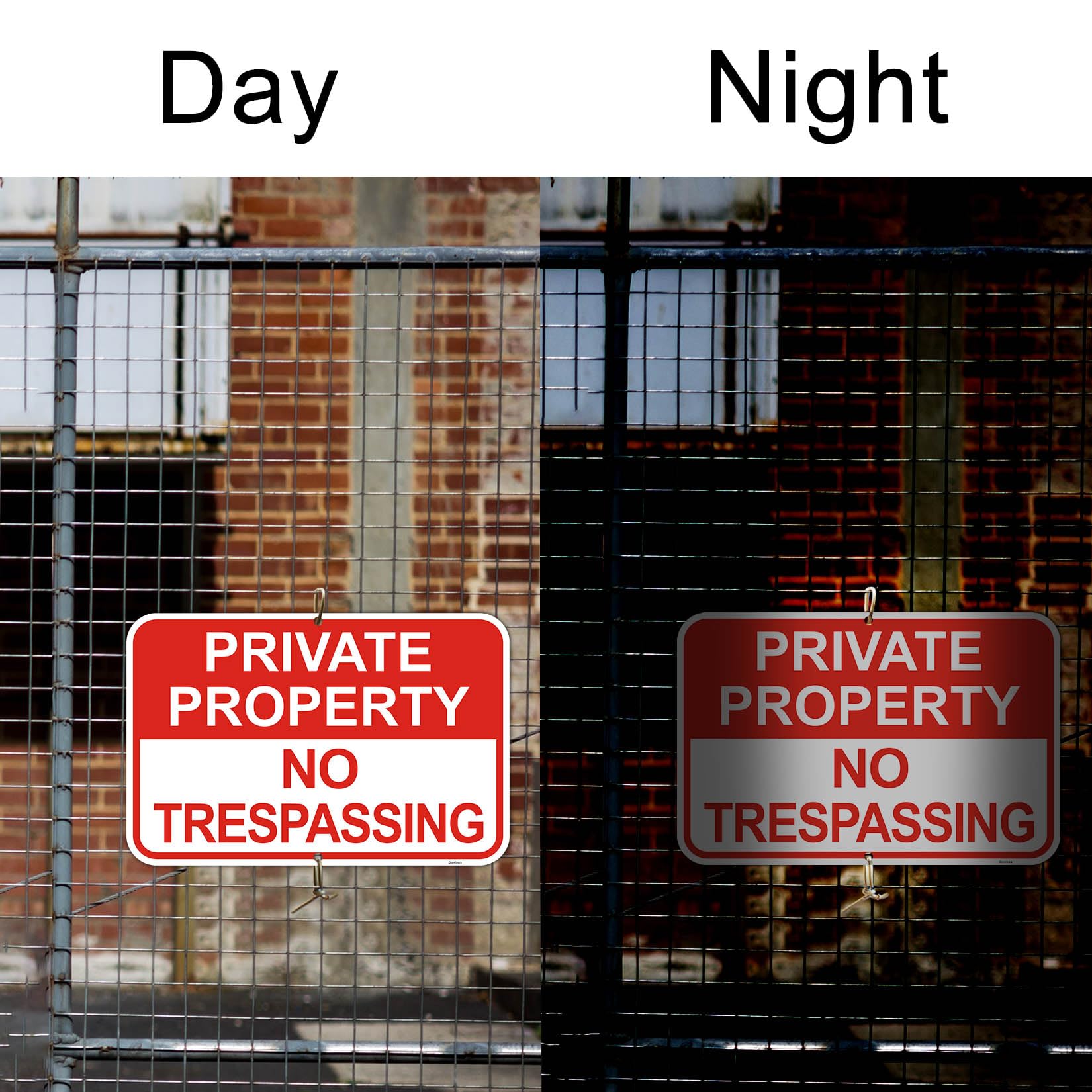 Paquete de 4 letreros grandes de propiedad privada con texto en inglés "No Trespassing", aluminio, grado de ingeniería, reflectante, metal, resistente a la intemperie, 45,7 x 30,5 cm
