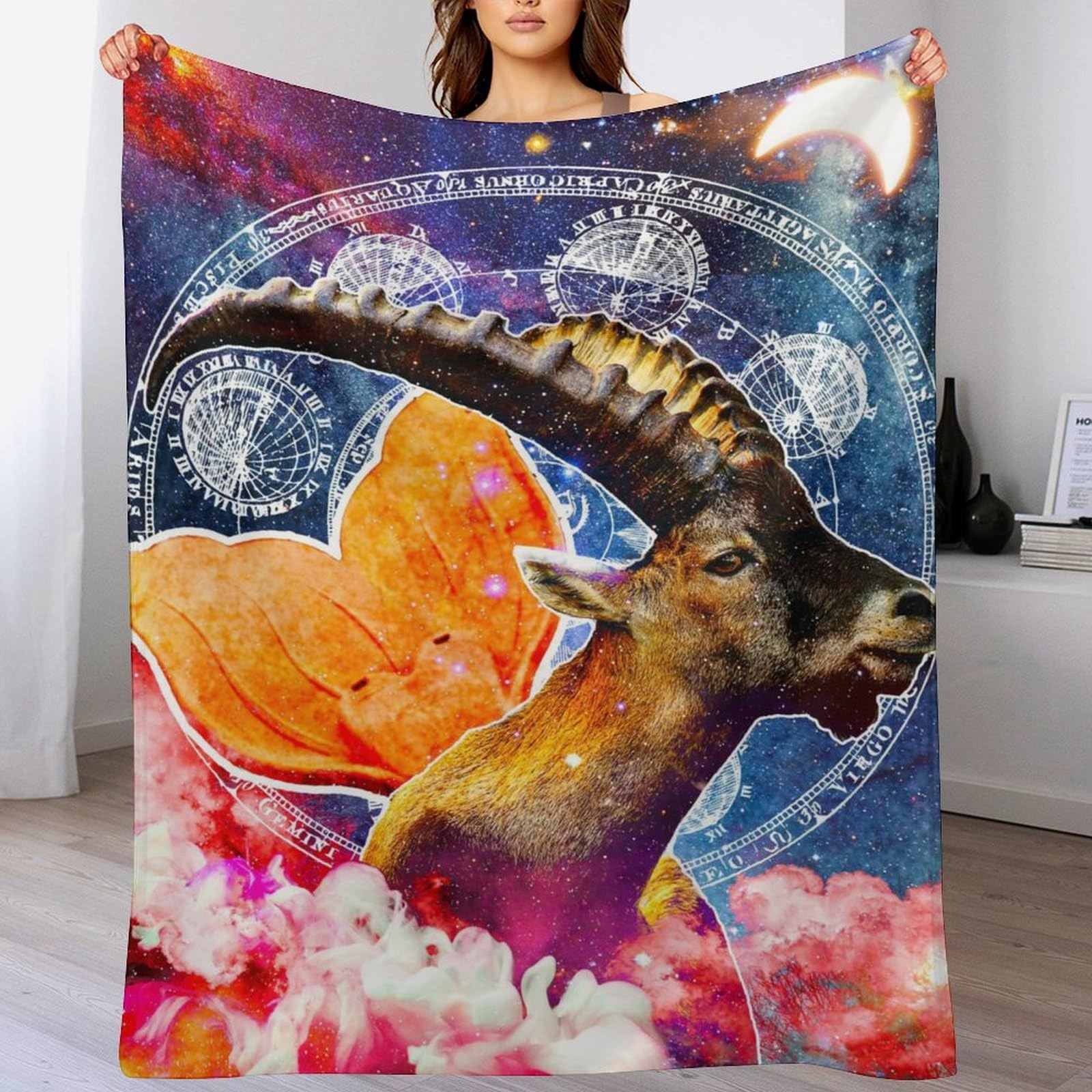 Plaid couverture Caprimaïs Zodiac en flannel polaire douce pour lit 150x200cm