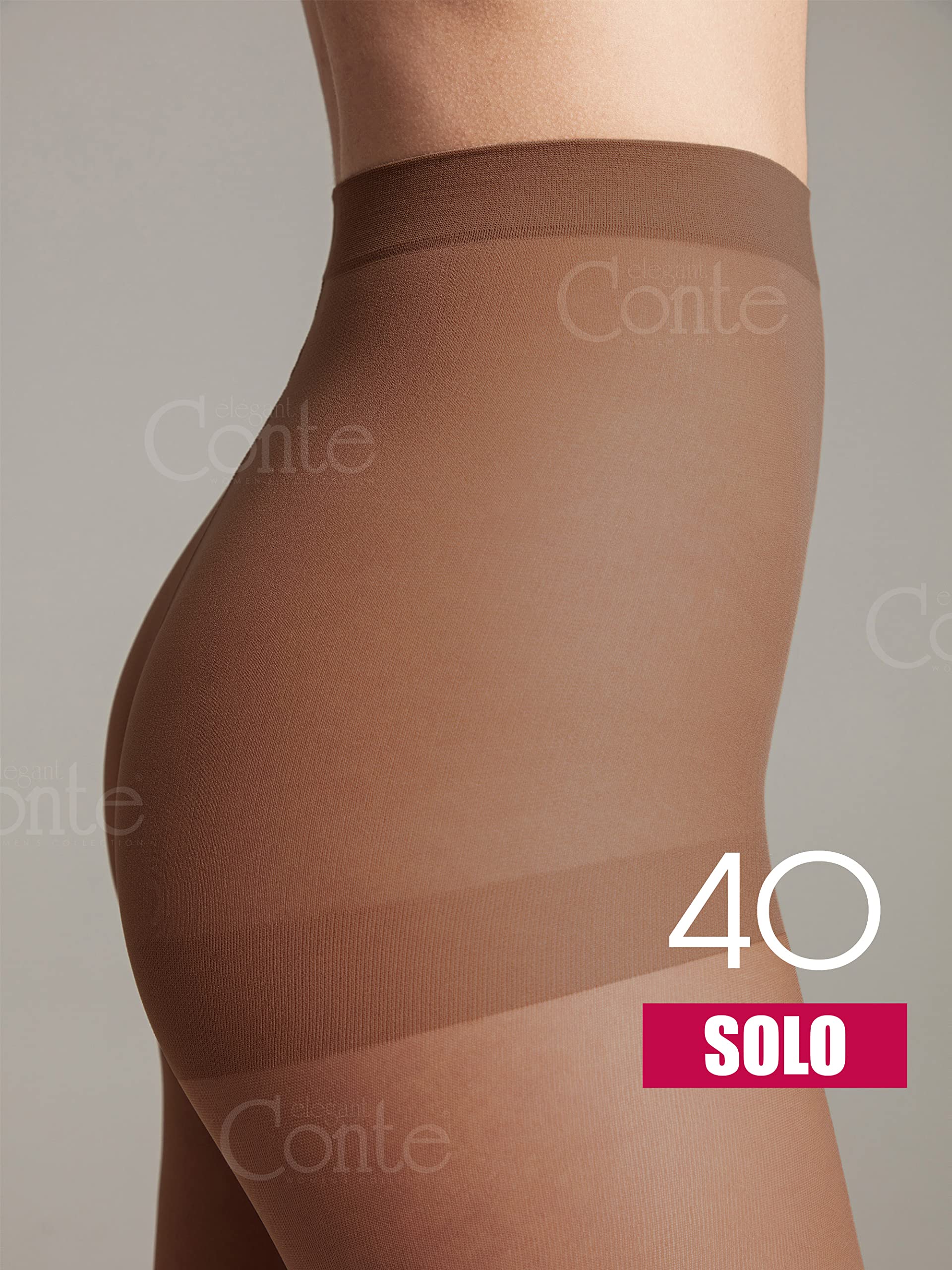Conte elegant 2-pack damskie trwałe rajstopy półmat - Damskie delikatne rajstopy z zaznaczoną częścią majteczkową - Jednolity kolor SOLO 40.