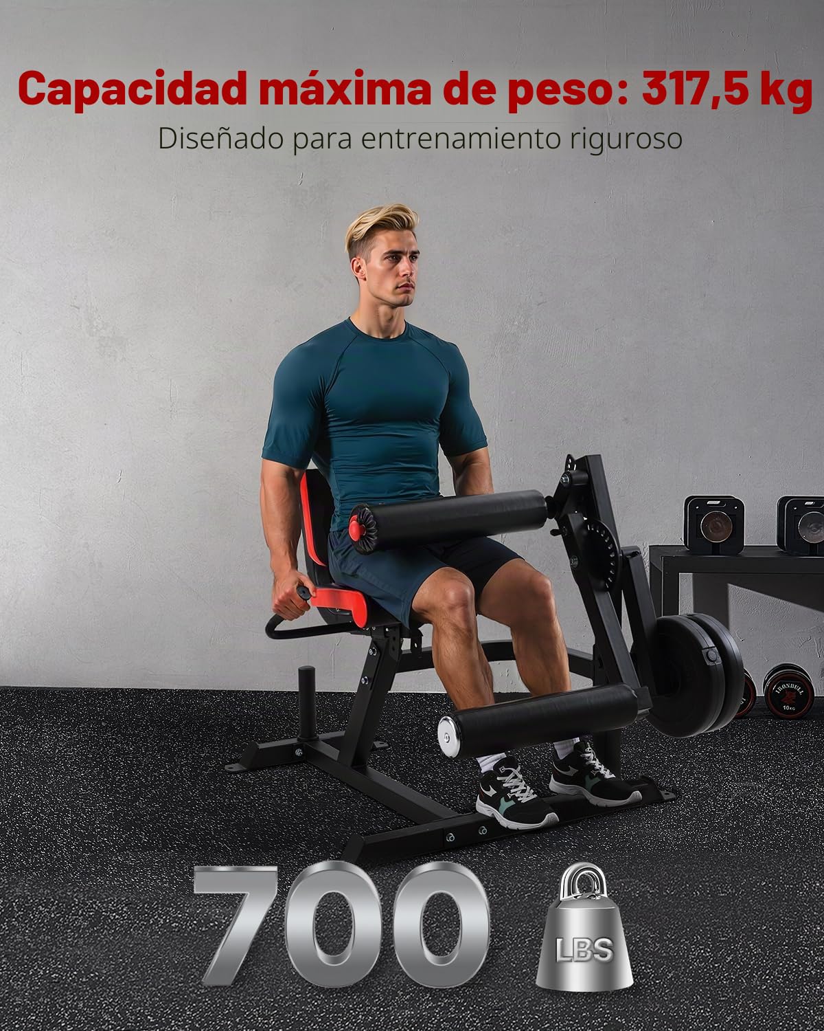 VEVOR Máquina de Extensión y Curl de Piernas, Capacidad 317 kg, Especial para la Parte Inferior del Cuerpo, para Muslos, Equipo de Pesas para Entrenamiento en Gimnasio Casa, 1110 x 910 x 905 mm