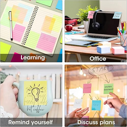 Miniatura 6 de Rovepic 600 hojas 12 almohadillas transparentes coloridas notas adhesivas autoadhesivas para leer libros anotar proveedores de oficina FBA-TLT-pu 0