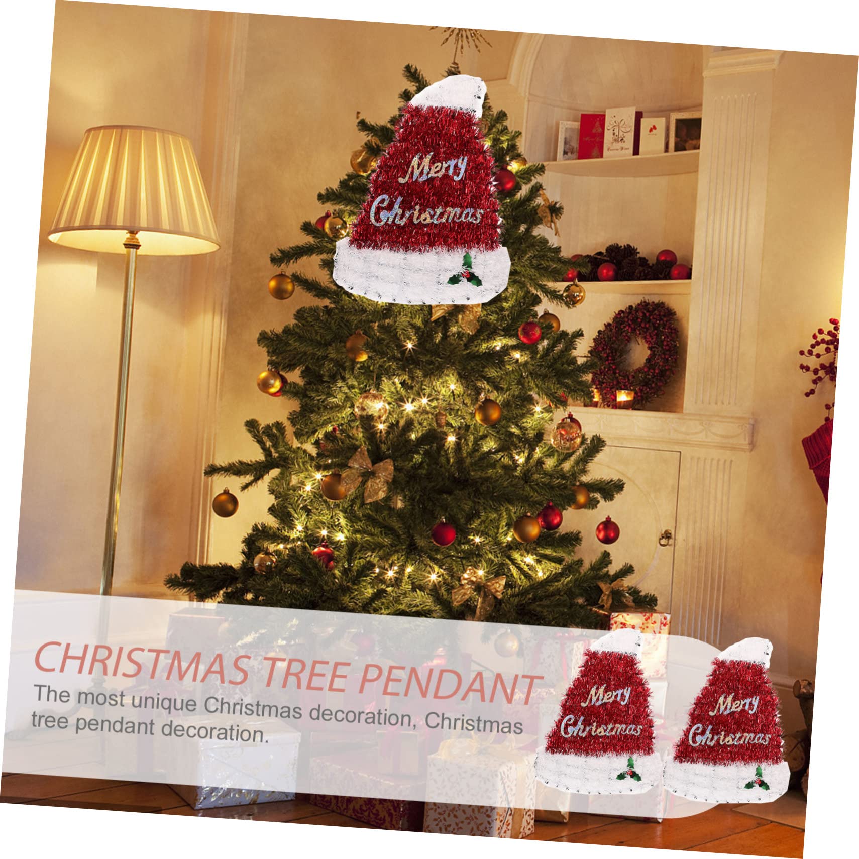 PRETYZOOM 4 Set Di Ornamenti Natalizi Da Appendere Cappello Di Babbo Natale Decorazioni Per Lalbero Di Natale Decorazioni Per La Casa Decorazioni Natalizie 2 Pezzi * 4