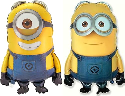 Toyland Paquete de 2 globos de aluminio de 29.5 in (30 pulgadas), 1 Dave y 1 globo de papel de aluminio con forma de Stuart, globos de fiesta