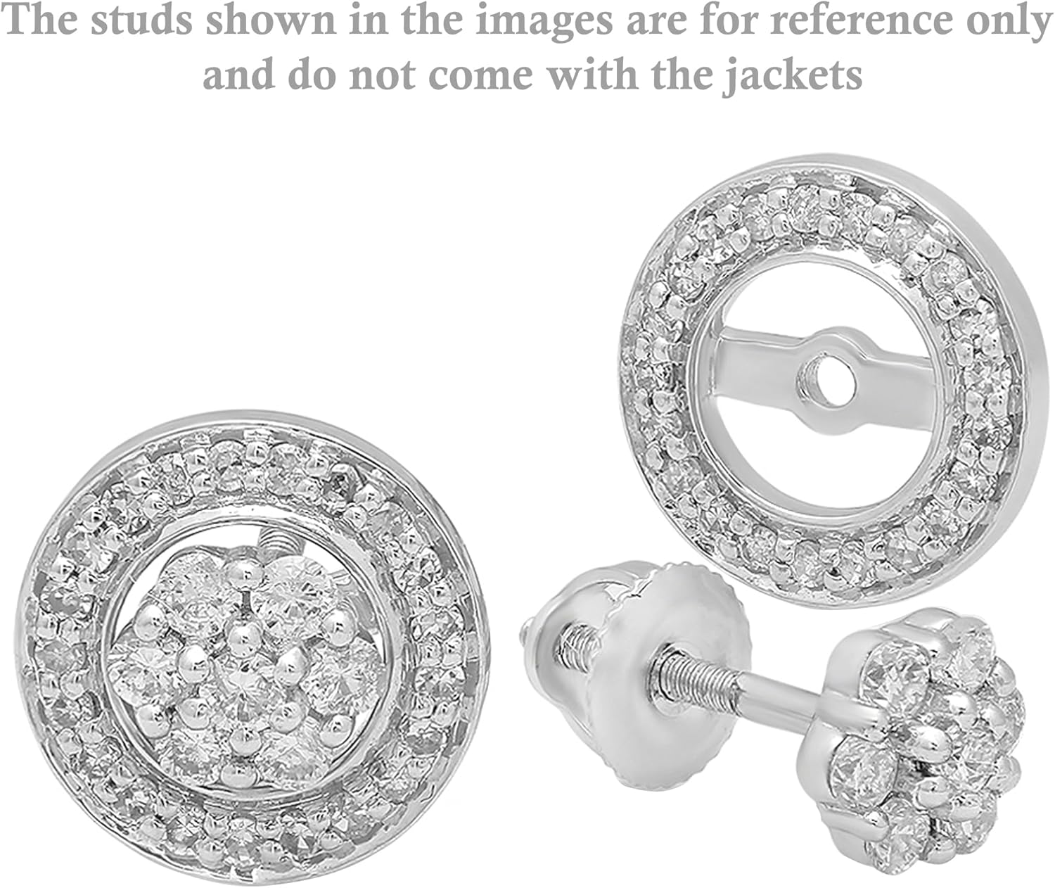 Dazzlingrock Collection 0.20 Ctw Round White Natural Diamond Halo Removable Earring Jackets for Women in 14K Real Solid Gold (It can fit up to 5mm studs)