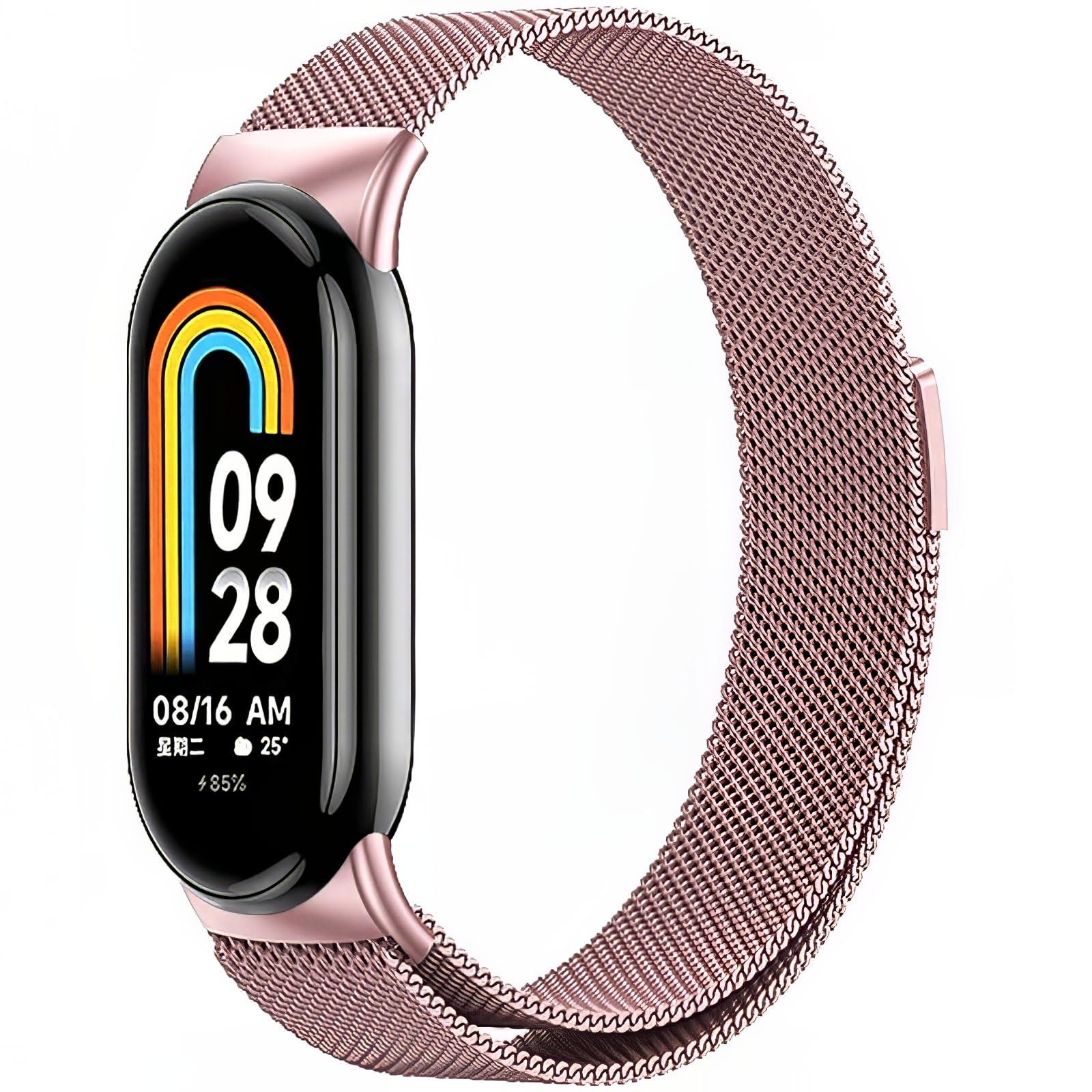 Harikiri Magnetic Straps Compatible with Xiaomi Mi Band 9/8,Metal Replacement Strap for Women and Men, Pink, 140 à 215 mm