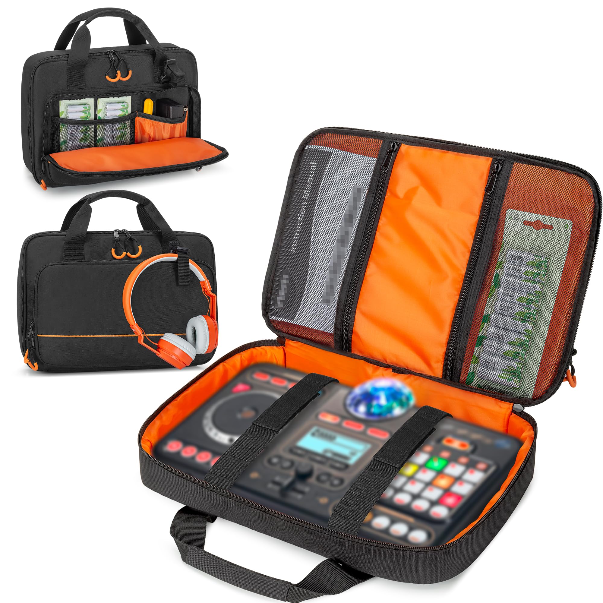 Padded Carrying Bag Compatible with VTech Kidi Star DJ Mixer/Kidi DJ Mix, Small DJ Mixer Storage Bag with Accessory Pockets for Cable, User Guide, Batteries or Other Accessories - Empty Bag
