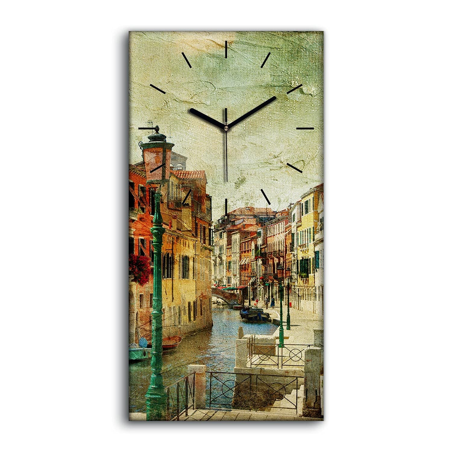 Horloge sur Toile Coloray 30x60cm Art Moderne Mains Noires Décoration Murale