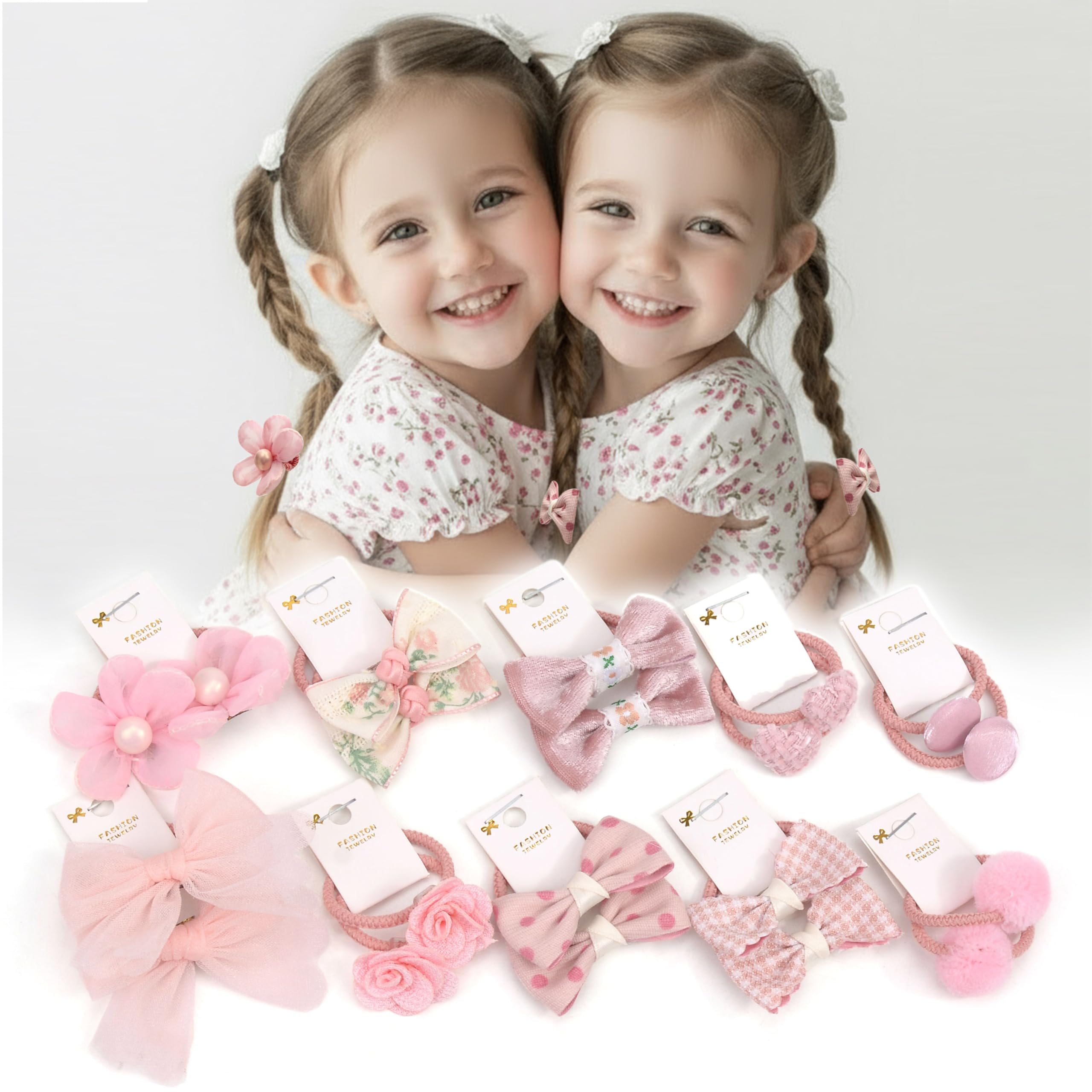BIANHUAN 20 PCS Toddler Hair Ties for Girls, Baby Hair Ties Cute Flower Elastic Scrunchies, Seamless Ponytail Holders, Little Girls Hair Accessories