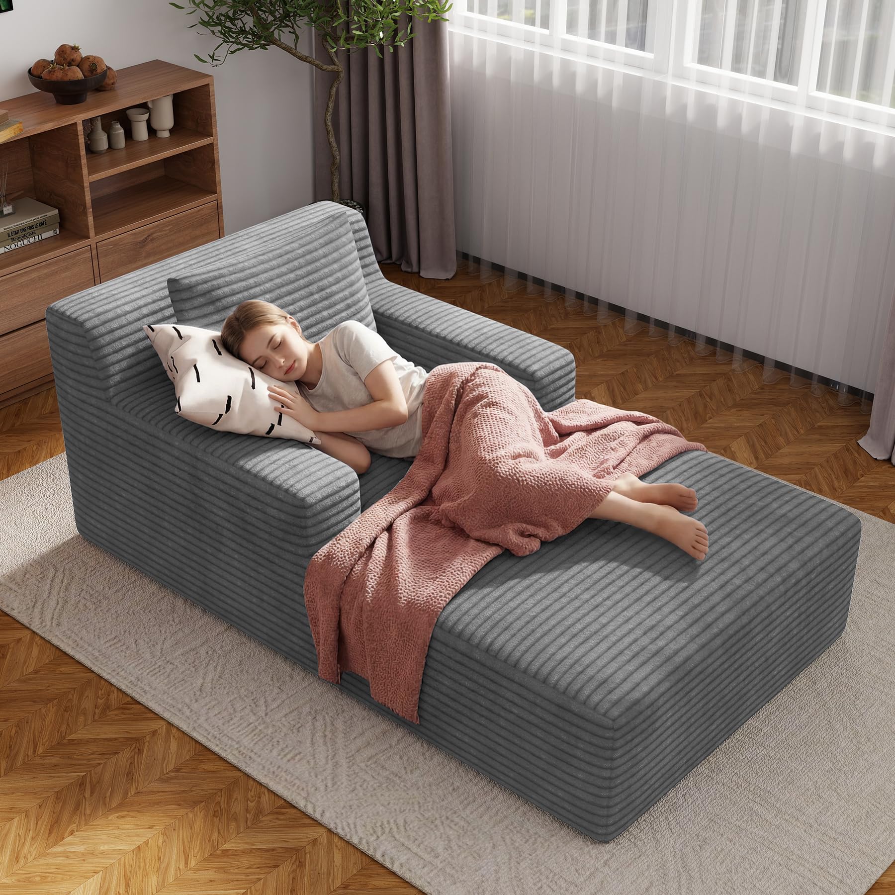 Aivermeil 177 Modular Sectional Cloud Couches with L Shaped Chaise, Upholstered Deep Seat Boneless Sofa for Living Room, Bedroom, No Assembly