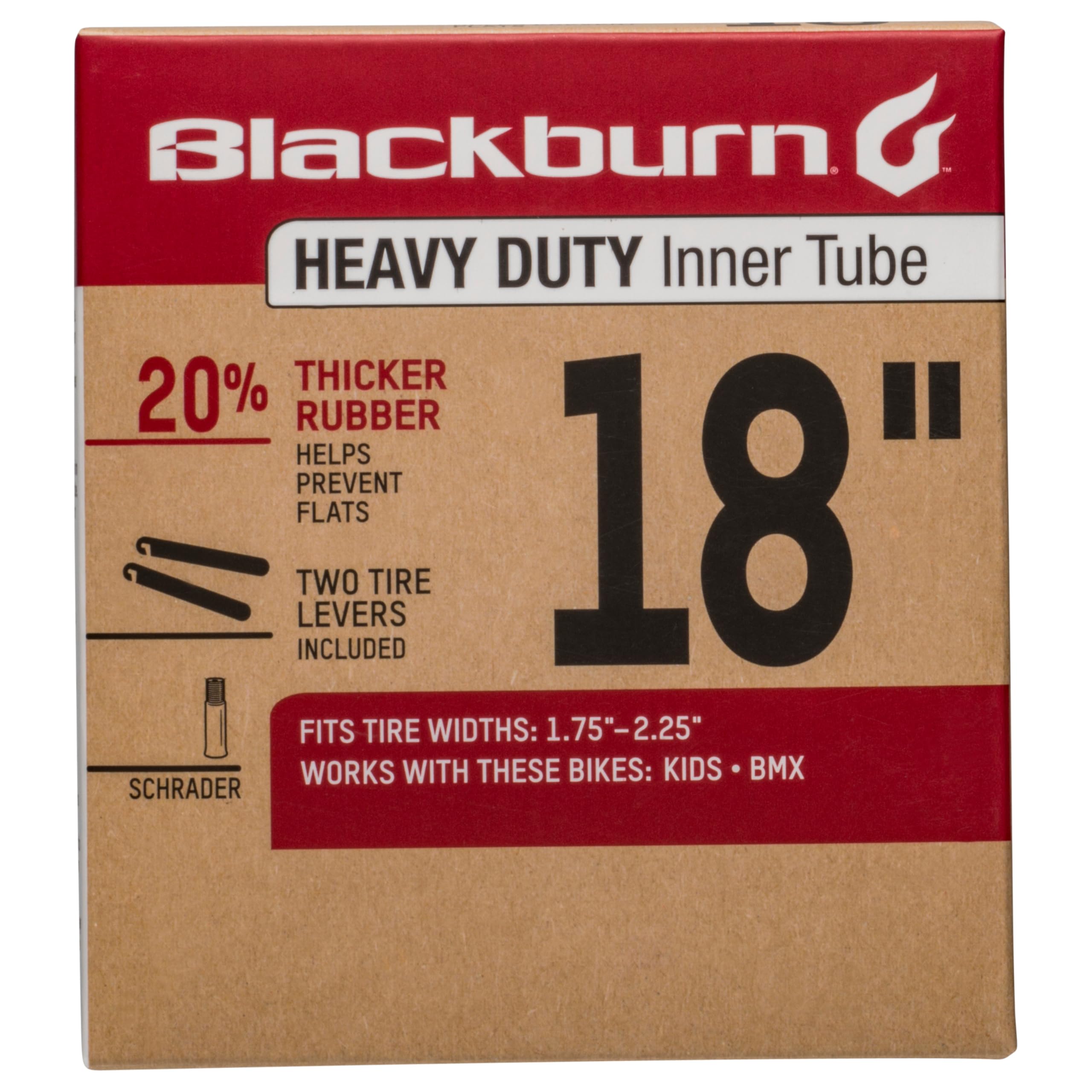 Blackburn 18" x 1.75-2.25" Schrader Heavy Duty Bicycle Inner Tube with tire levers