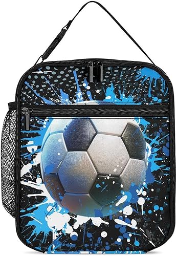 Fiambrera de fútbol Bolsa de almuerzo de fútbol reutilizable para mujeres, hombres y niños Pequeña lonchera portátil plegable aislada para