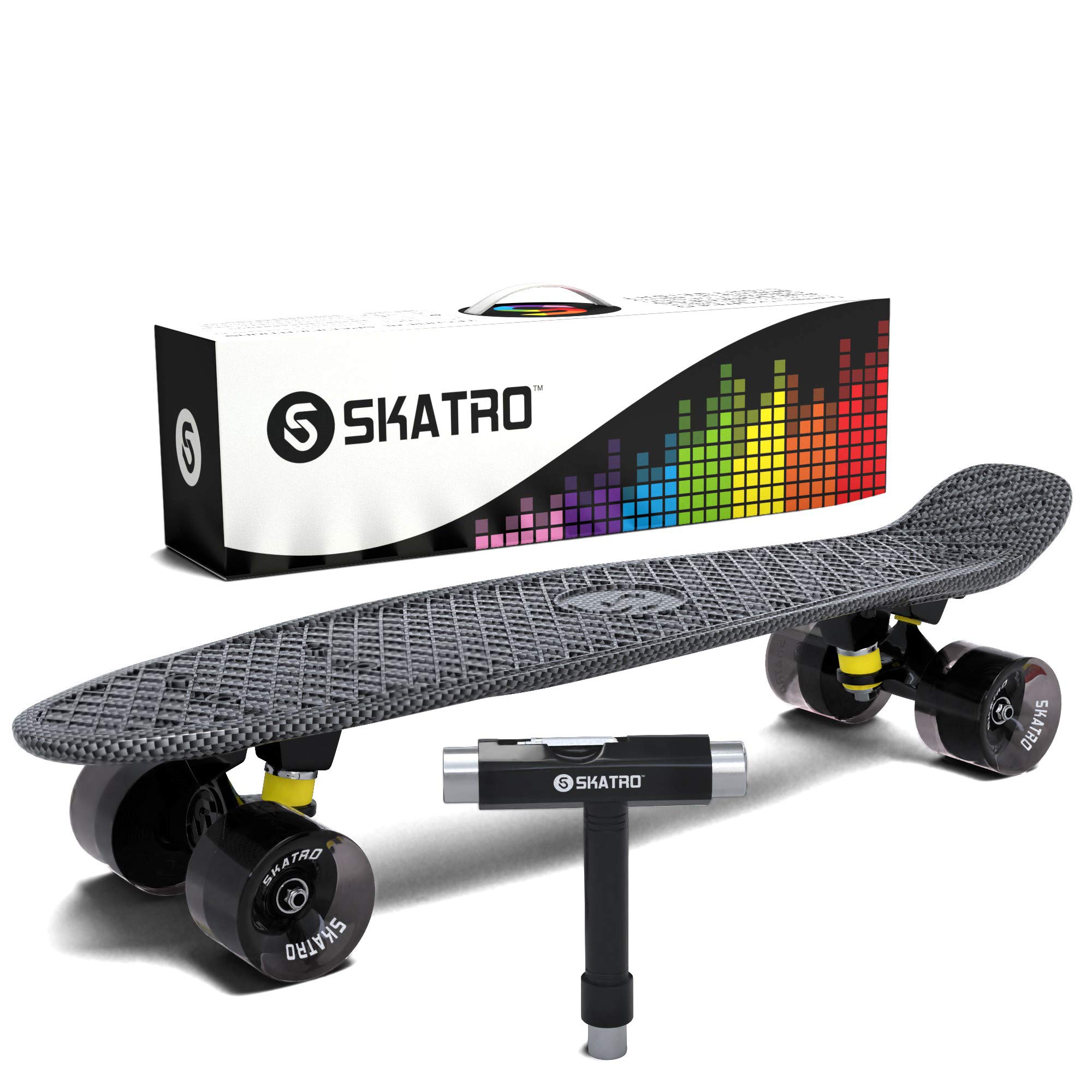 Skatro - Skateboard Mini Cruiser. Tavola Completa in plastica di 22 Pollici in Stile Retro