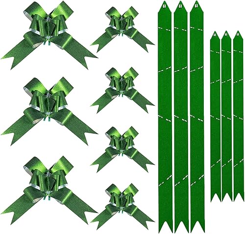 Lazos verdes brillantes, 20 lazos de dos tamaños diferentes para envolver regalos, lazos de cesta de regalo para bodas, ramo de regalo, decoración