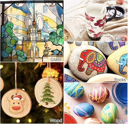 Miniatura 4 de 35 rotuladores de pintura acrílica, doble paquete de punta extra fina y media, para pintura en roca, taza, cerámica, vidrio, madera, pintura de