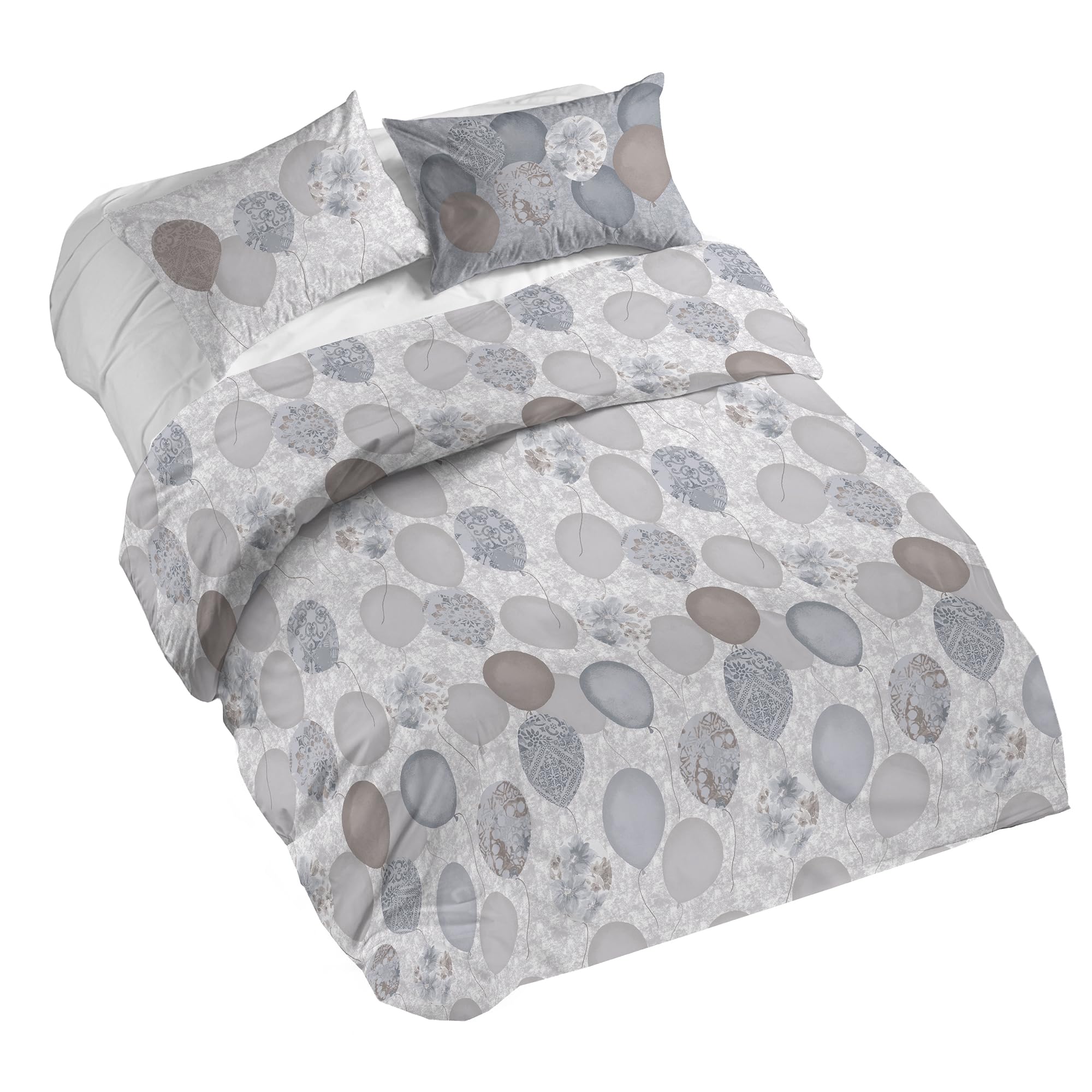 PENSIERI DELICATI Duvet Cover, Cotton, Beige Balloons, Queen-Size Bed