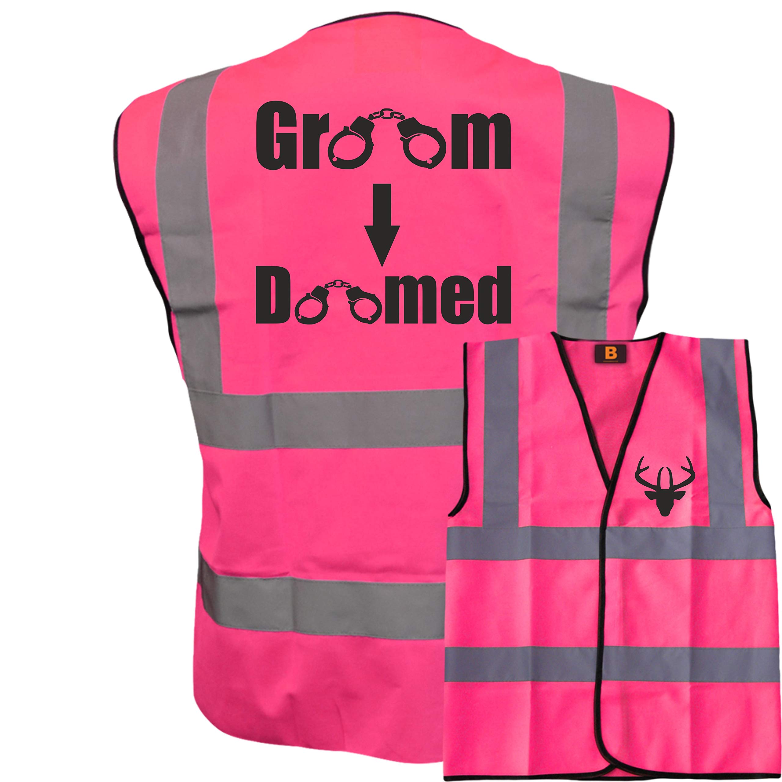 Groom Doomed Stag Vest! Pink Hi Vis Vest -Ideal For Stag Do & Stag Nights Medium