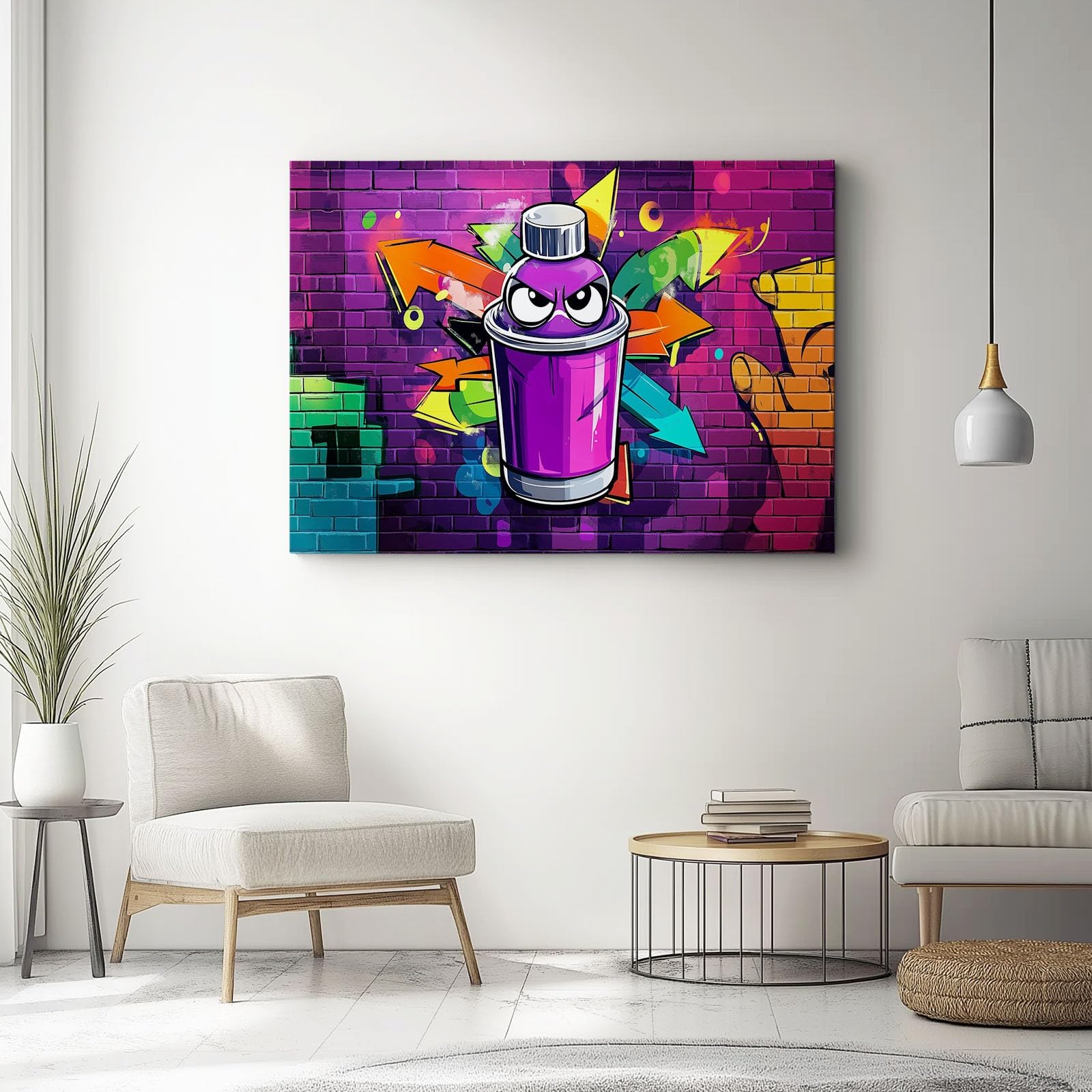 Fumetto Graffiti Stampe Su Tela Viola Quadro Moderno Soggiorno Decorazioni Camera Da Letto Bagno Cucina Ufficio Sala Da Pranzo Bar 100 x 70 cm Senza Cornice