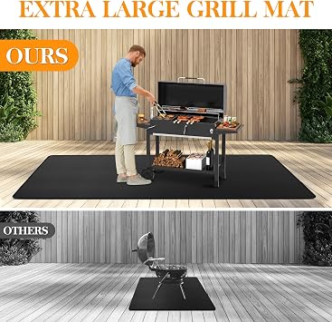 90 x 48 in Extra Large Under Grill Mats for Outdoor Grill - Double-Sided Fireproof Fireplace/Fire Pit Mat to Protect Floors, Deck, Patio, Lawn - Oil-Proof Waterproof Easy to Clean BBQ Mats
